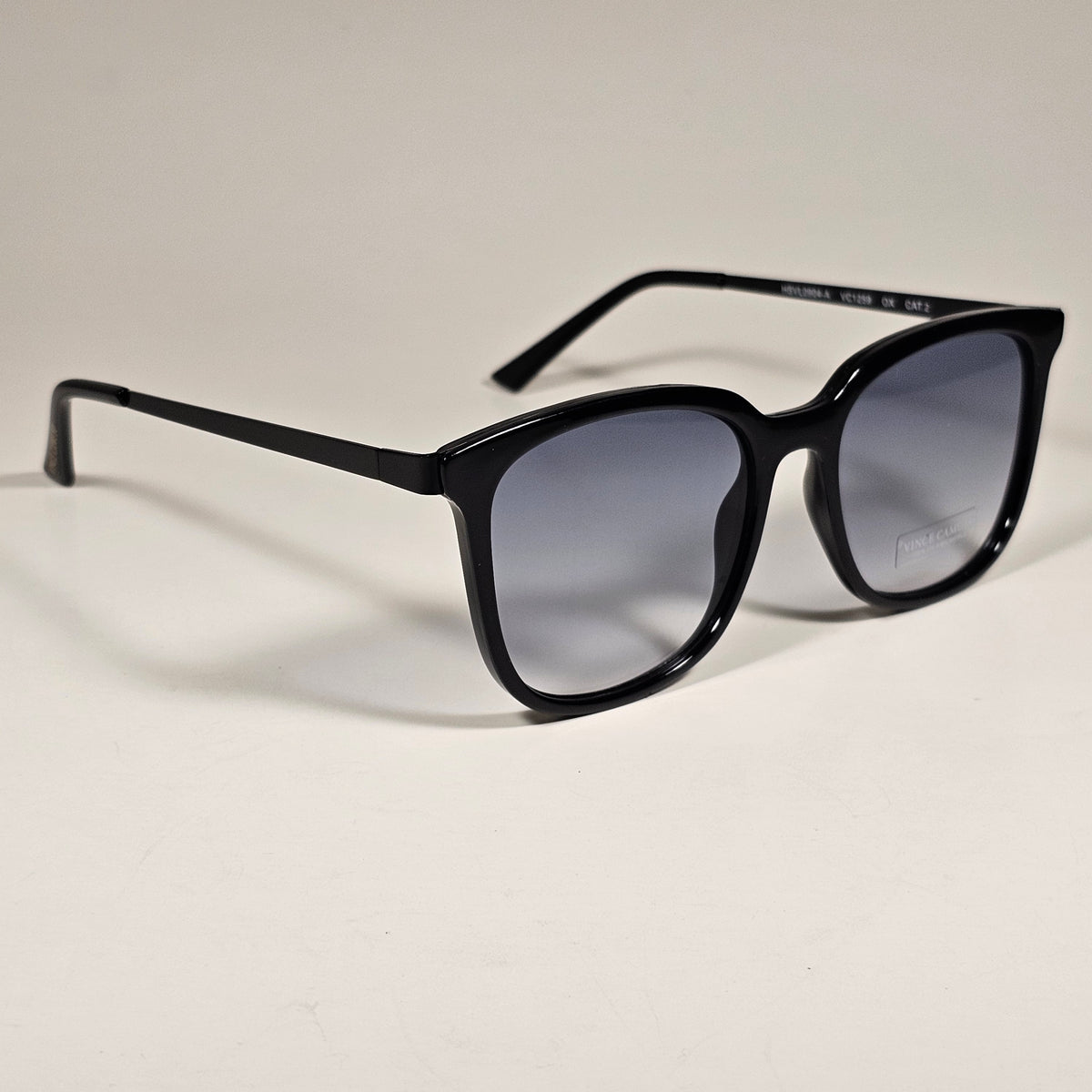 Vince Camuto VC1259 OX Large Square Sunglasses Black Frame Blue Gray Gradient