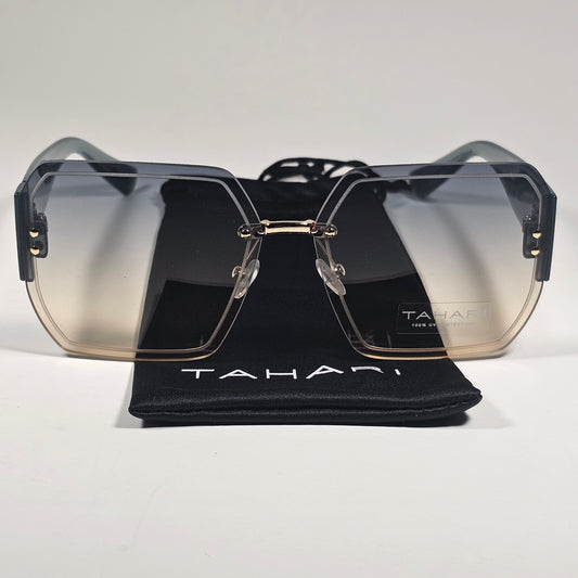 Tahari Rimless Geometric Sunglasses Green Frame Green Gradient Lens TH941 GLDGR