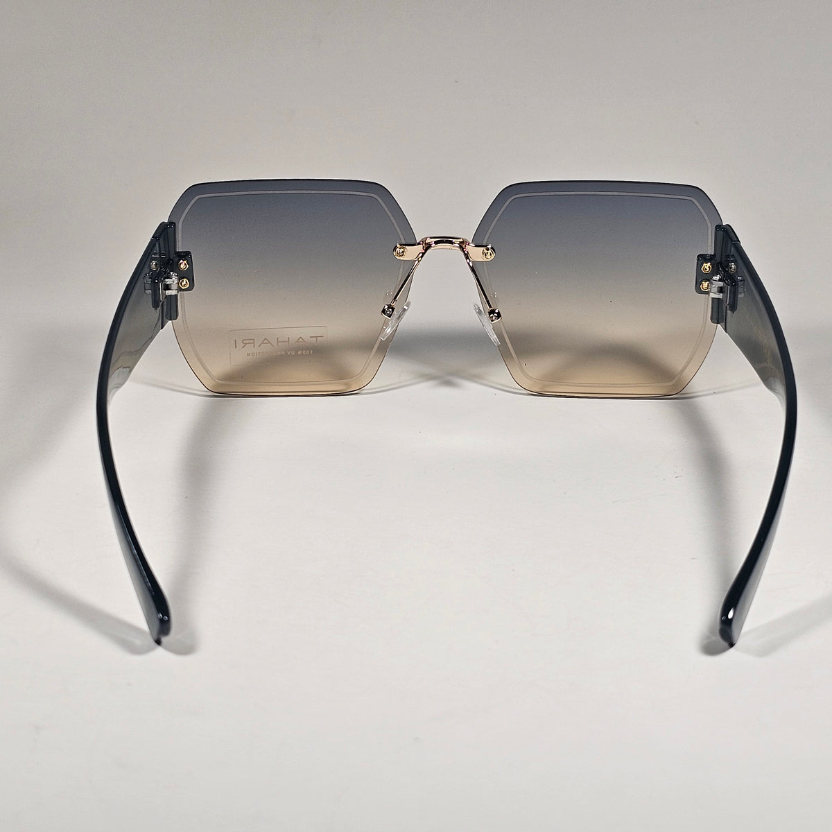 Tahari Rimless Geometric Sunglasses Green Frame Green Gradient Lens TH941 GLDGR