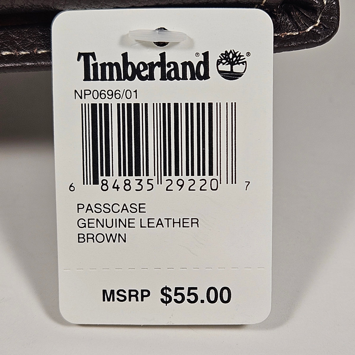 Timberland Men's Bifold Brown Stitched Genuine Leather Passcase Wallet NP0696 01