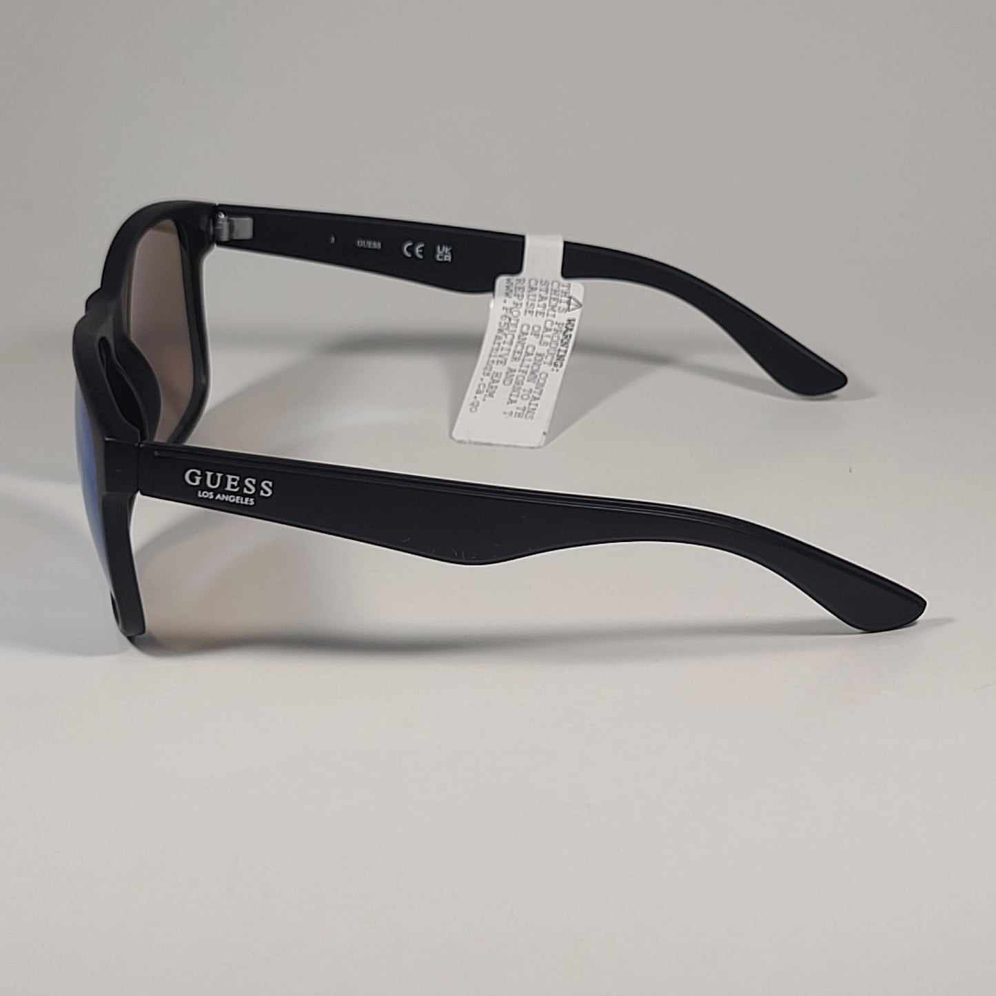 Guess GF0203 02X Square Sunglasses Matte Black Frame Blue Mirror Lens 57mm - Sunglasses