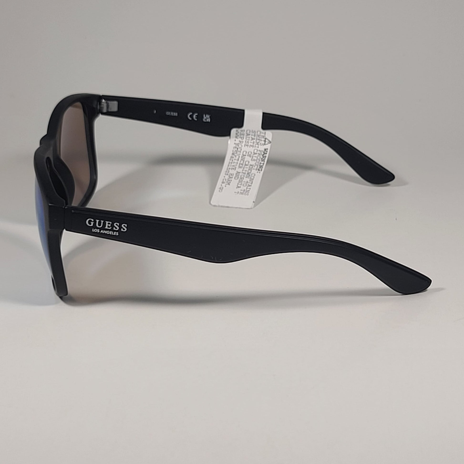 Guess GF0203 02X Square Sunglasses Matte Black Frame Blue Mirror Lens 57mm - Sunglasses