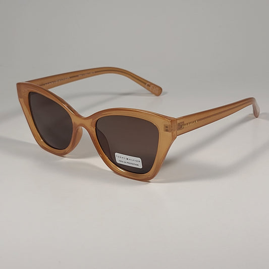 Tommy Hilfiger WP OL628 Cat Eye Sunglasses Caramel Crystal Frame Brown Lens 50mm - Sunglasses