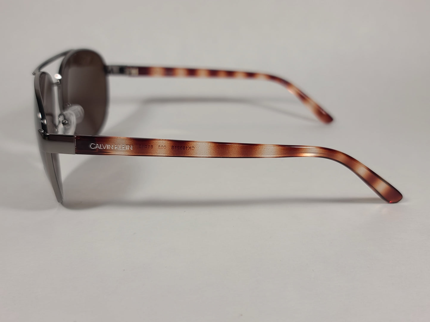 Calvin Klein Aviator Pilot Sunglasses CK19321S 008 Gunmetal And Brown Frame Brown Lens - Sunglasses