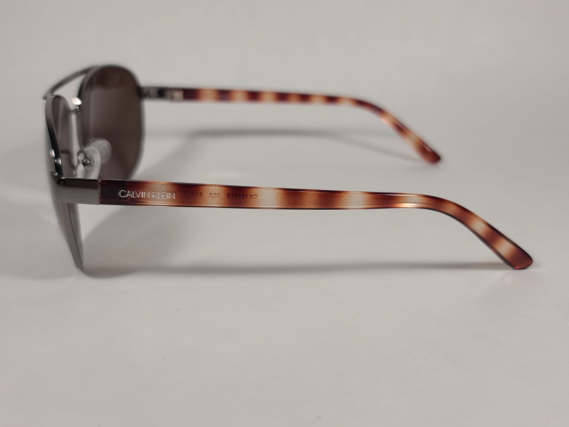 Calvin Klein Aviator Pilot Sunglasses CK19321S 008 Gunmetal And Brown Frame Brown Lens - Sunglasses