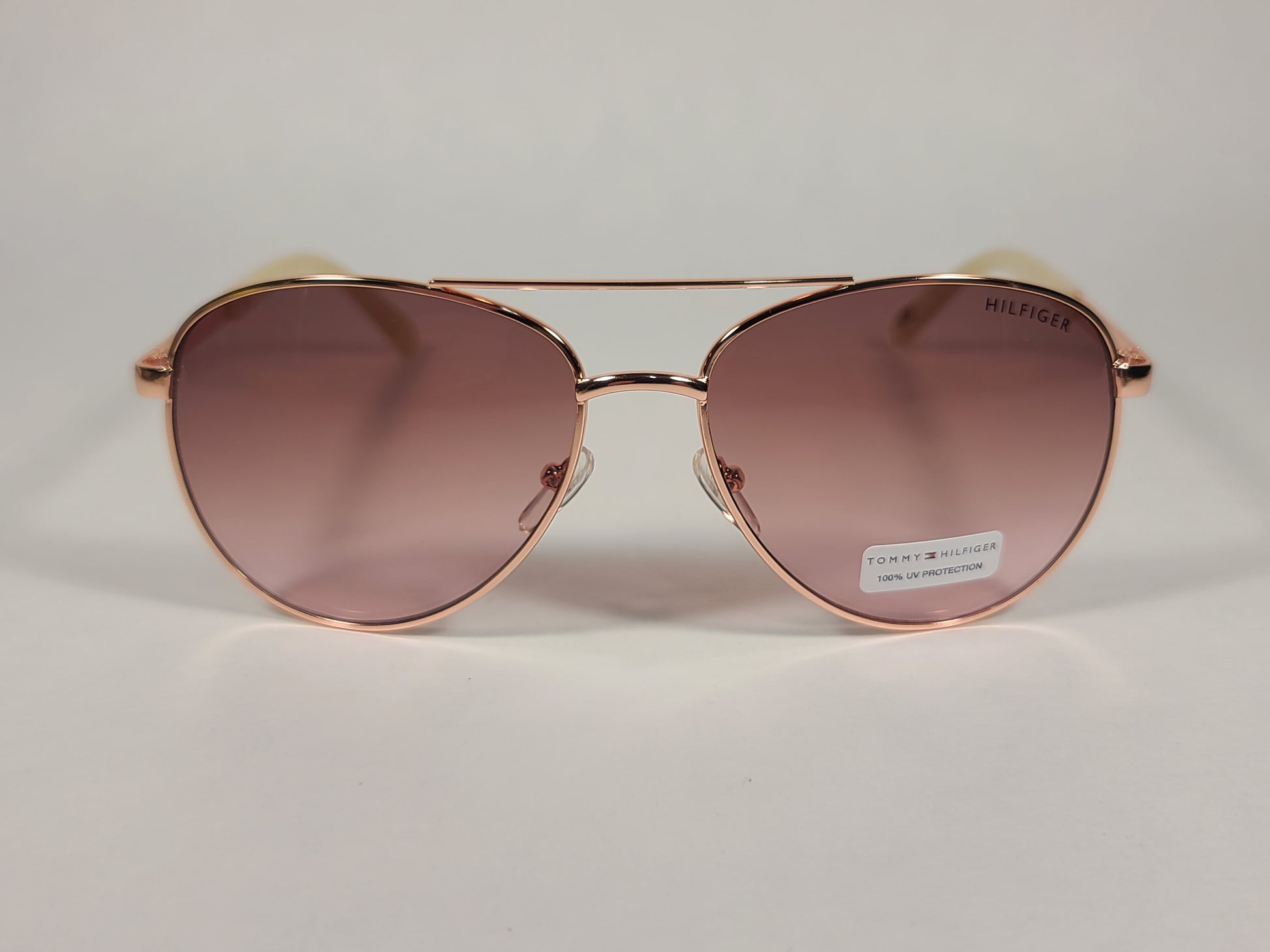 Tommy Hilfiger Lindsay Aviator Sunglasses Copper Tone Frame Pink Gradient Lens LINDSAY WM OL275 - Sunglasses