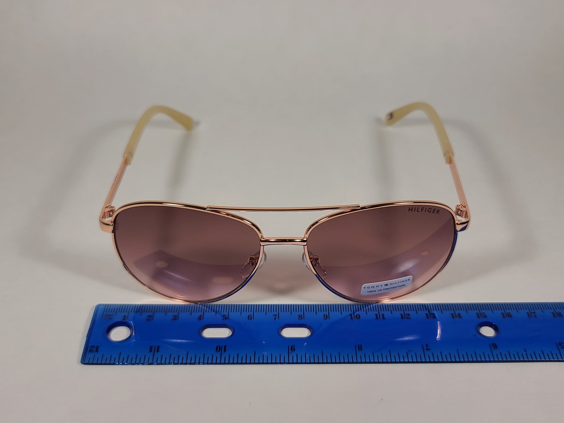 Tommy Hilfiger Lindsay Aviator Sunglasses Copper Tone Frame Pink Gradient Lens LINDSAY WM OL275 - Sunglasses