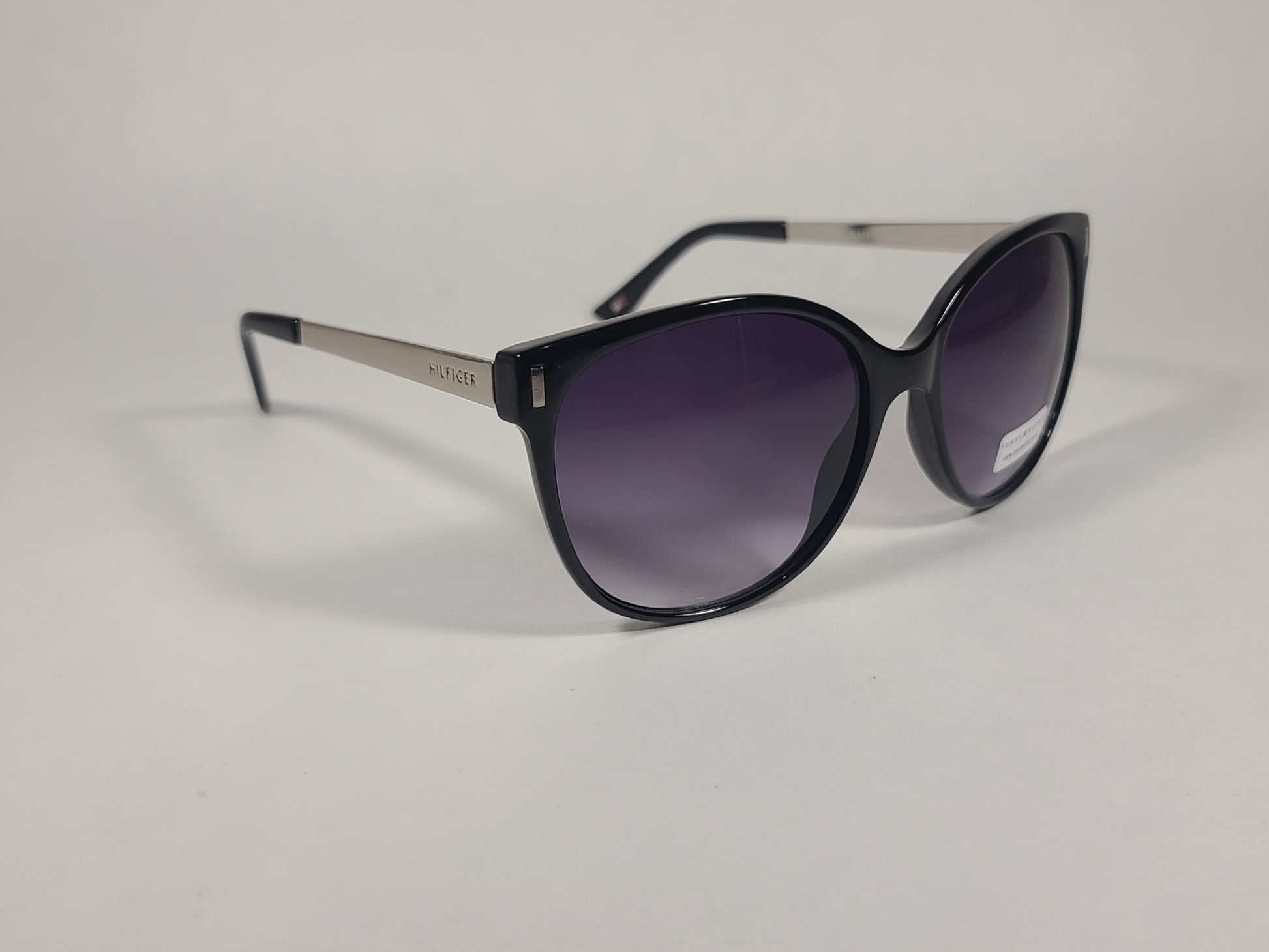 Tommy Hilfiger Breeda Sunglasses Shiny Black And Silver Frame Smoke Gradient Lens BREEDA WP OL429P - Sunglasses