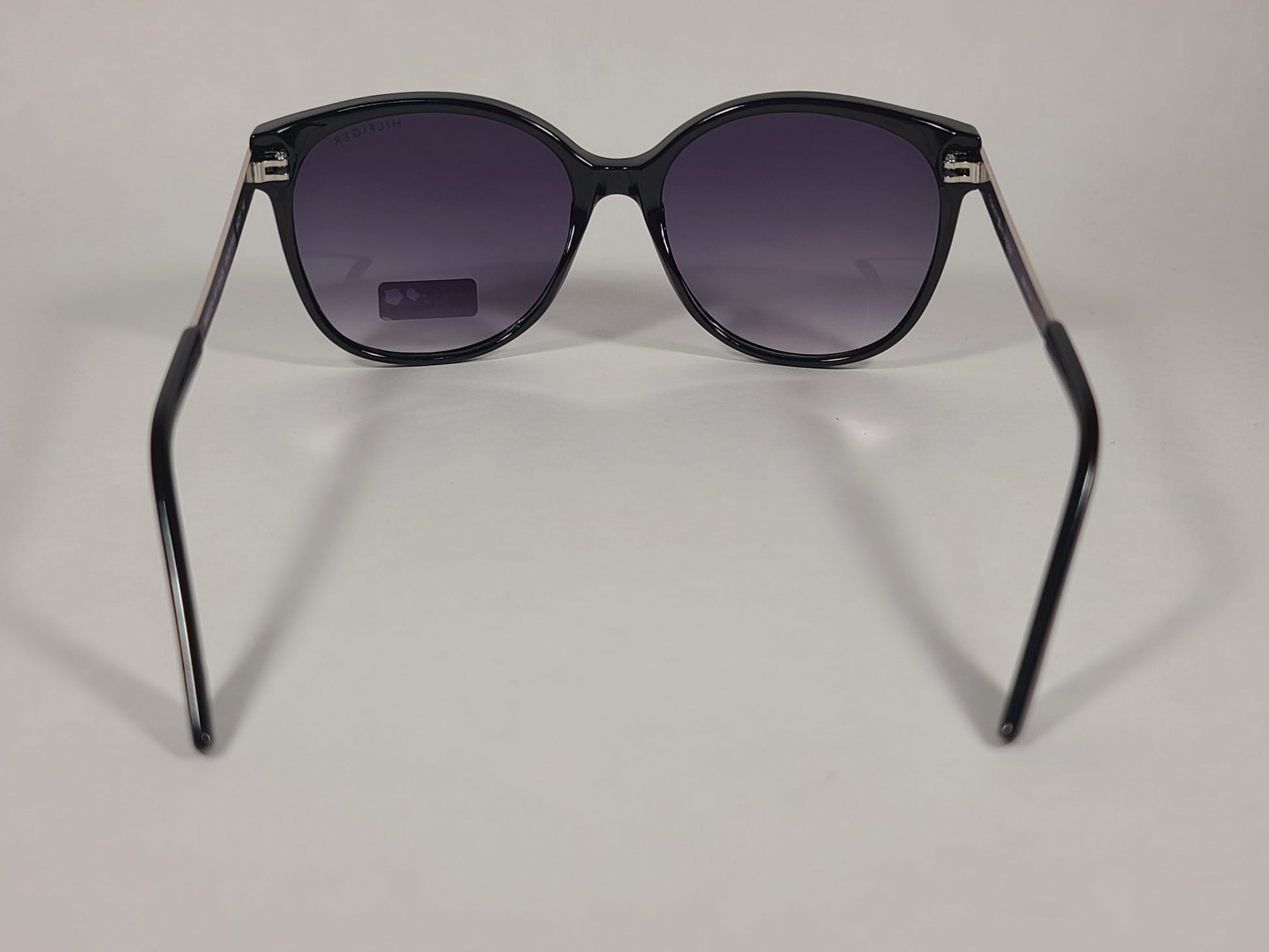 Tommy Hilfiger Breeda Sunglasses Shiny Black And Silver Frame Smoke Gradient Lens BREEDA WP OL429P - Sunglasses