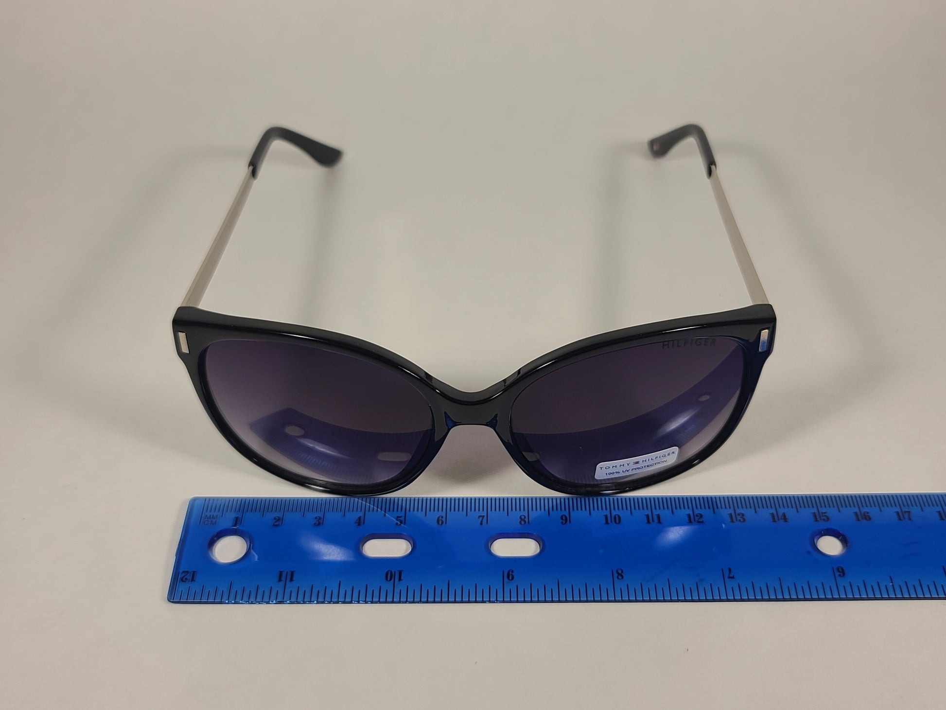 Tommy Hilfiger Breeda Sunglasses Shiny Black And Silver Frame Smoke Gradient Lens BREEDA WP OL429P - Sunglasses