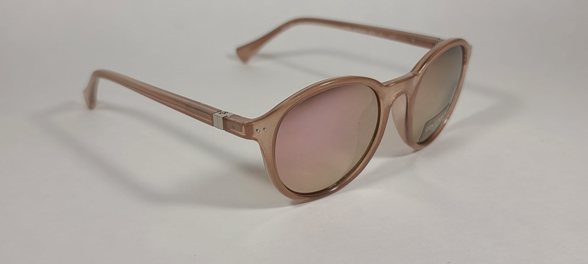 Cole Haan Round Polarized Sunglasses Tan Crystal Blush Pink Mirror Lens CH9003 651 BLUSH - Sunglasses