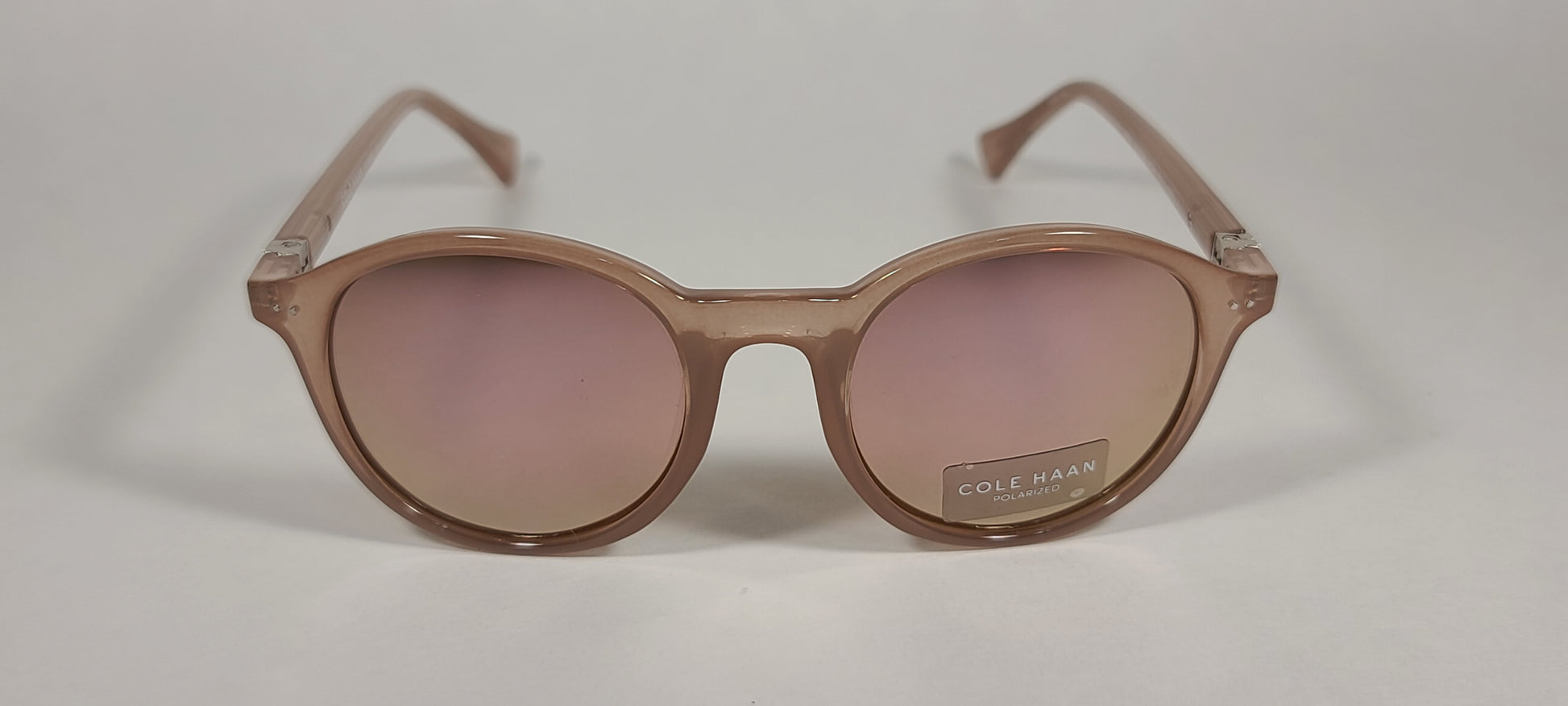 Cole Haan Round Polarized Sunglasses Tan Crystal Blush Pink Mirror Lens CH9003 651 BLUSH - Sunglasses