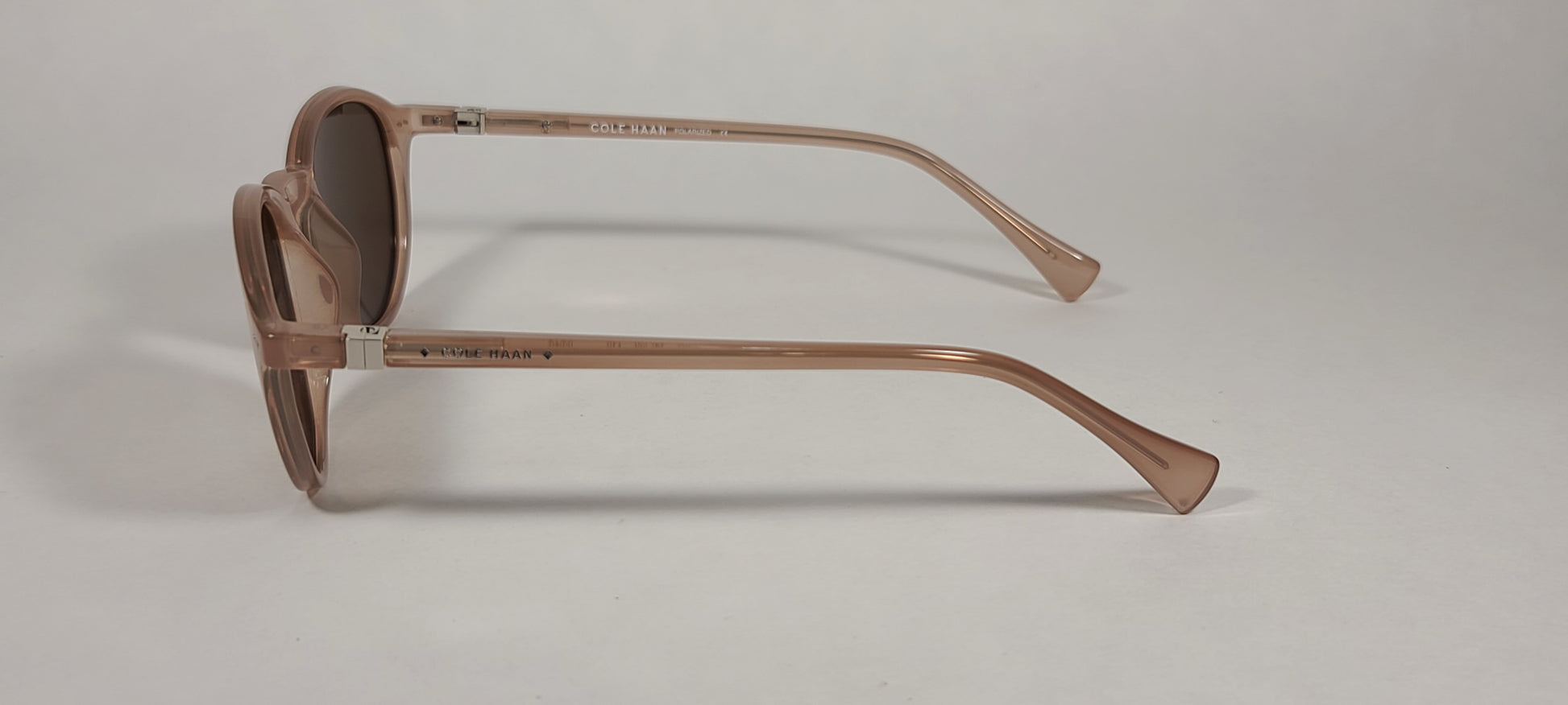 Cole Haan Round Polarized Sunglasses Tan Crystal Blush Pink Mirror Lens CH9003 651 BLUSH - Sunglasses