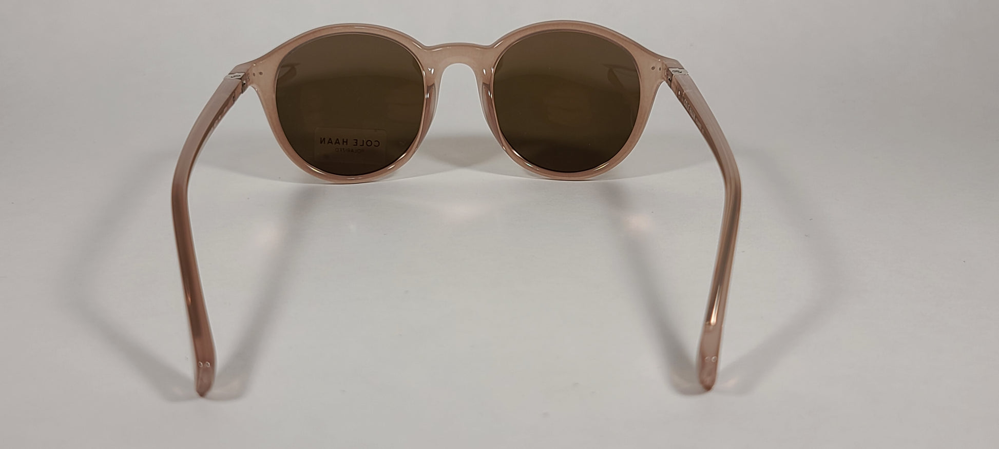 Cole Haan Round Polarized Sunglasses Tan Crystal Blush Pink Mirror Lens CH9003 651 BLUSH - Sunglasses