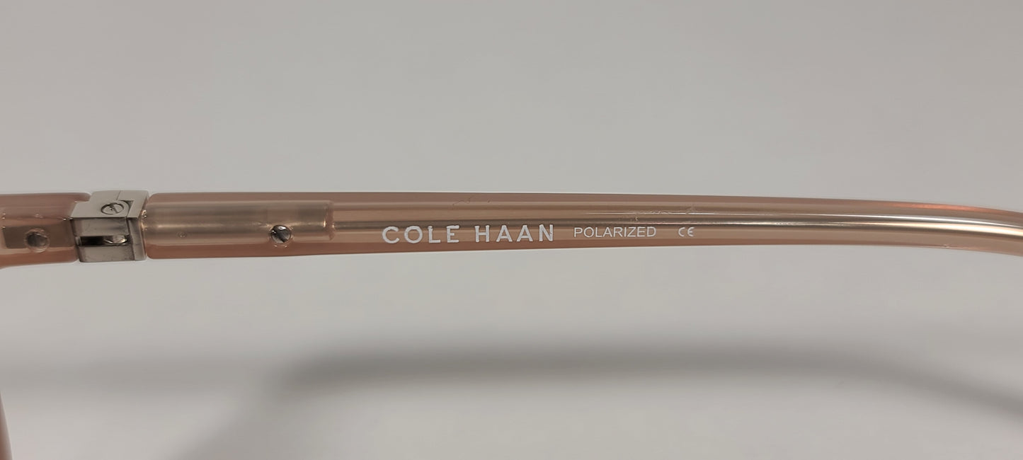 Cole Haan Round Polarized Sunglasses Tan Crystal Blush Pink Mirror Lens CH9003 651 BLUSH - Sunglasses