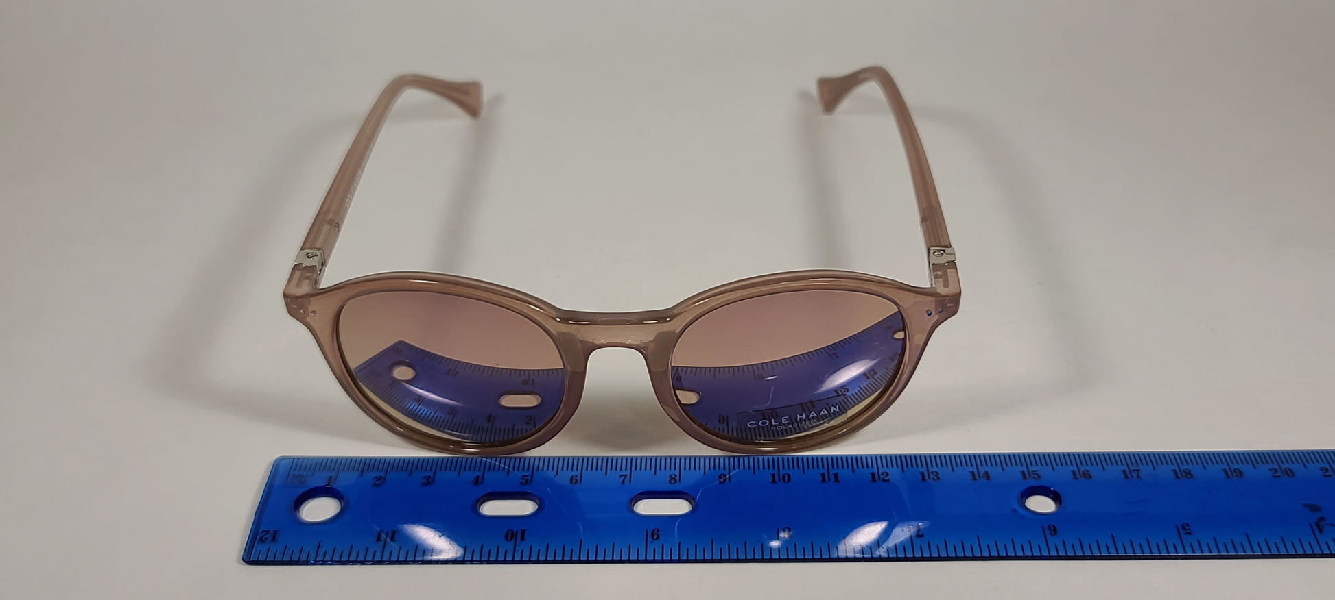 Cole Haan Round Polarized Sunglasses Tan Crystal Blush Pink Mirror Lens CH9003 651 BLUSH - Sunglasses