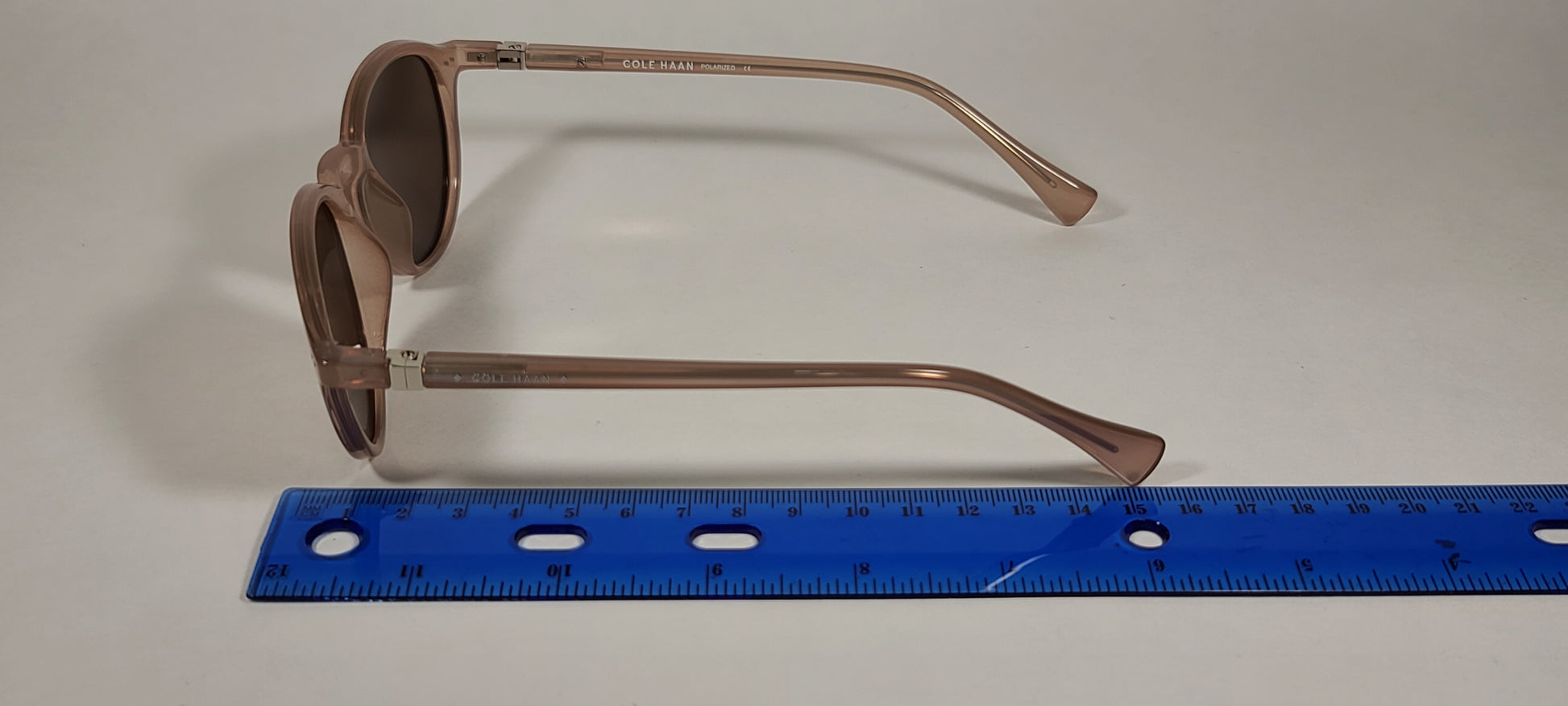 Cole Haan Round Polarized Sunglasses Tan Crystal Blush Pink Mirror Lens CH9003 651 BLUSH - Sunglasses