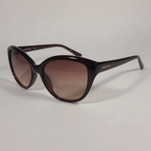 Calvin Klein Cat Eye Sunglasses CK19542S 210 Brown Frame Brown Gradient Lens - Sunglasses