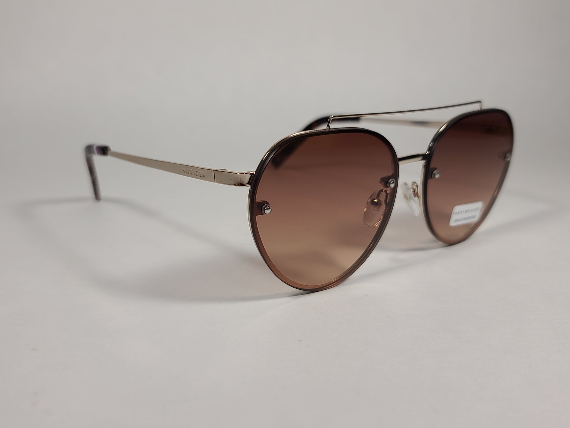 Tommy Hilfiger Kendall Rimless Aviator Sunglasses Gold Brown Tortoise Frame Brown Gradient Lens KENDALL WM OL470 - Sunglasses