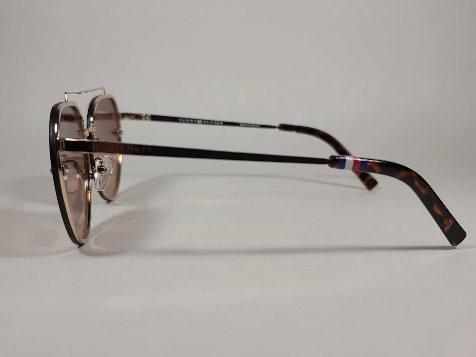 Tommy Hilfiger Kendall Rimless Aviator Sunglasses Gold Brown Tortoise Frame Brown Gradient Lens KENDALL WM OL470 - Sunglasses