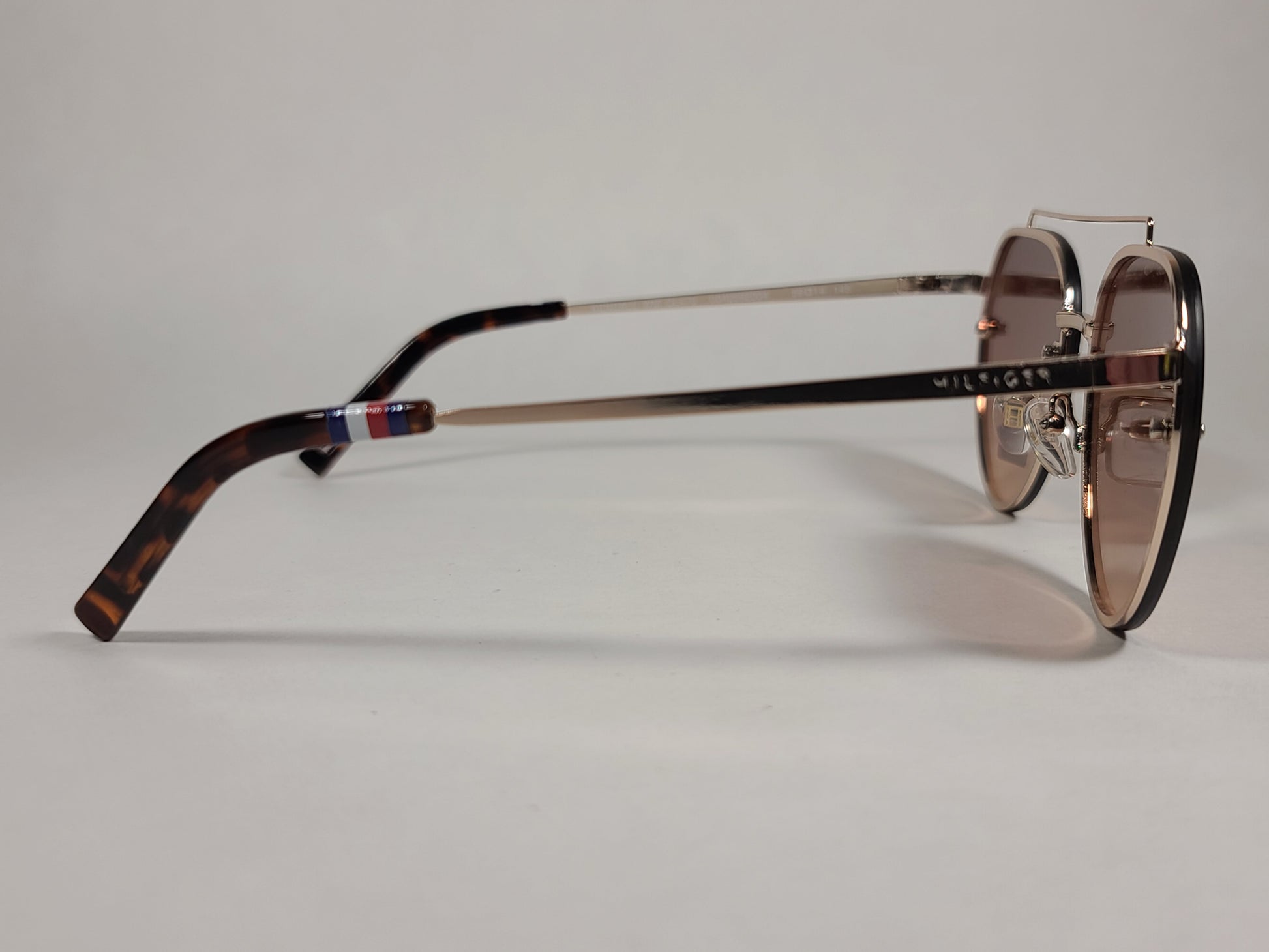 Tommy Hilfiger Kendall Rimless Aviator Sunglasses Gold Brown Tortoise Frame Brown Gradient Lens KENDALL WM OL470 - Sunglasses