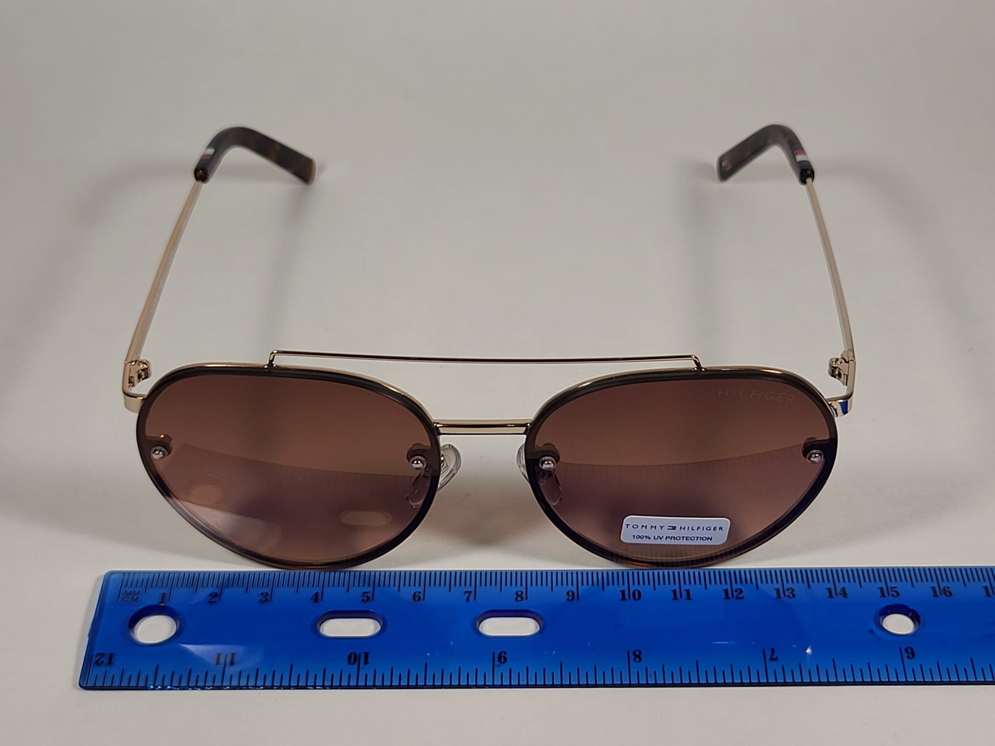 Tommy Hilfiger Kendall Rimless Aviator Sunglasses Gold Brown Tortoise Frame Brown Gradient Lens KENDALL WM OL470 - Sunglasses