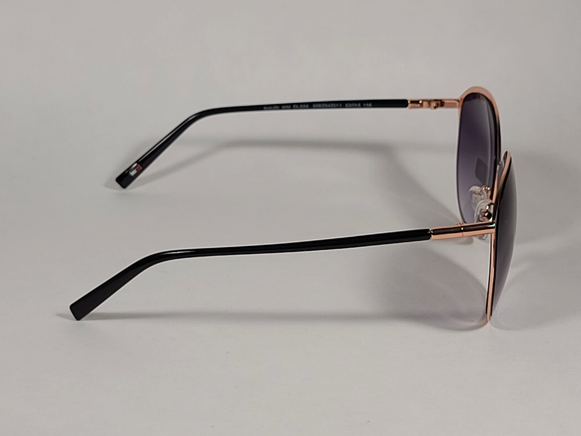 Tommy Hilfiger Shuri Cat Eye Sunglasses Shiny Black and Gold Frame Smoke Gradient Lens SHURI WM OL504 - Sunglasses