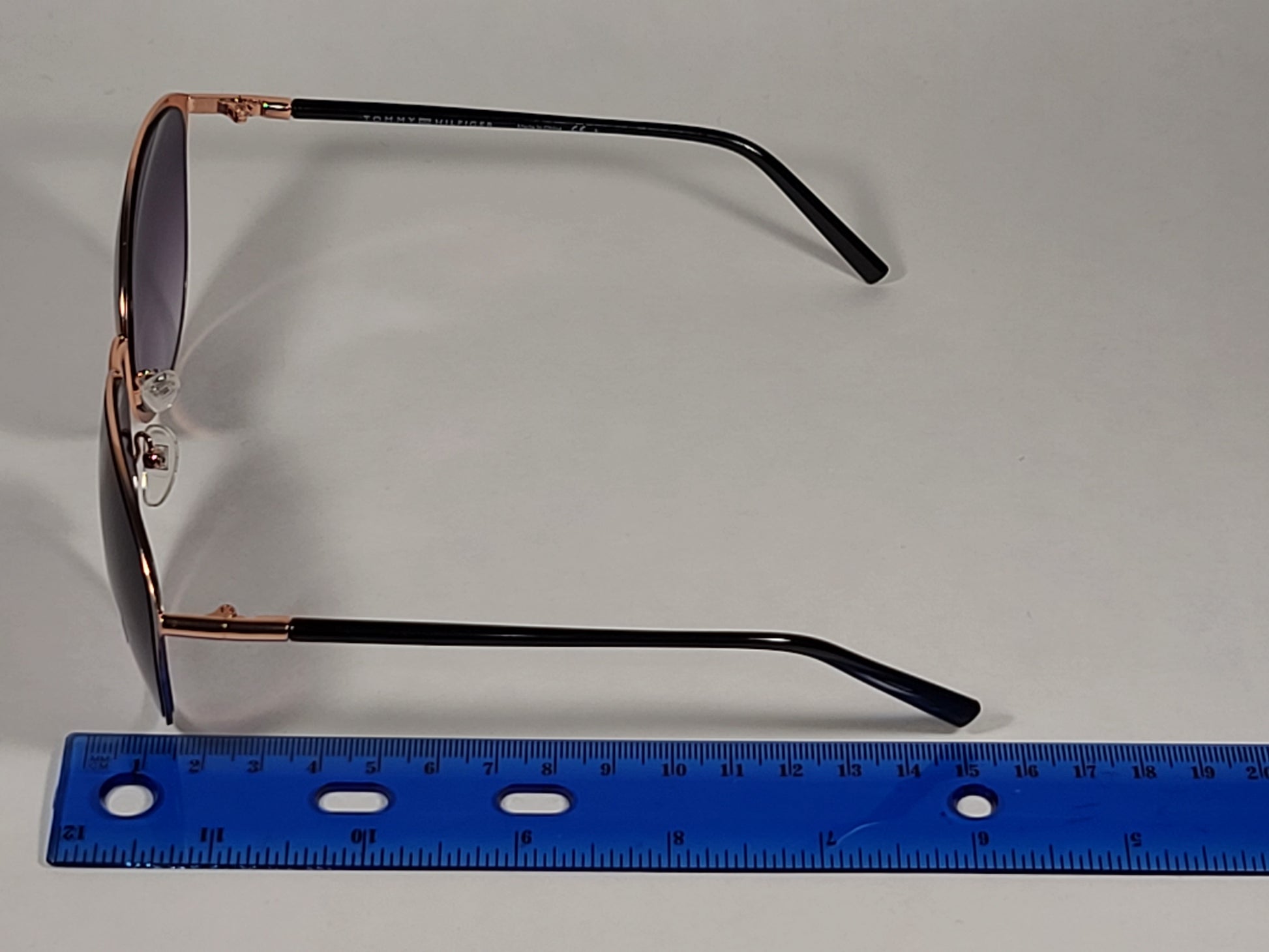 Tommy Hilfiger Shuri Cat Eye Sunglasses Shiny Black and Gold Frame Smoke Gradient Lens SHURI WM OL504 - Sunglasses