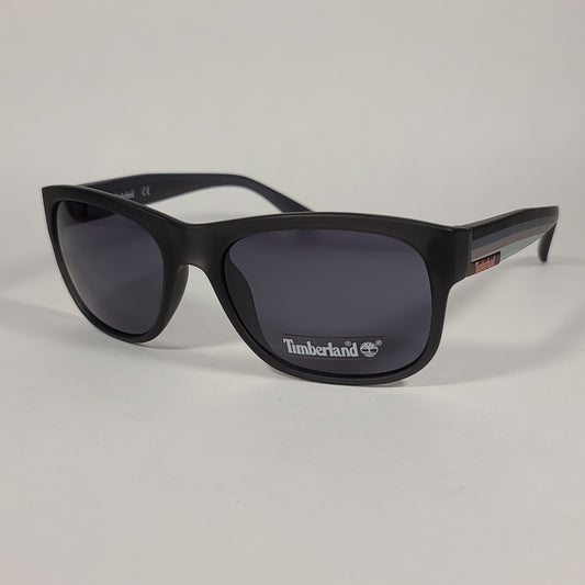 Timberland Rectangular Sunglasses Matte Black Color Block Frame Gray Lens TB7135 02A - Sunglasses