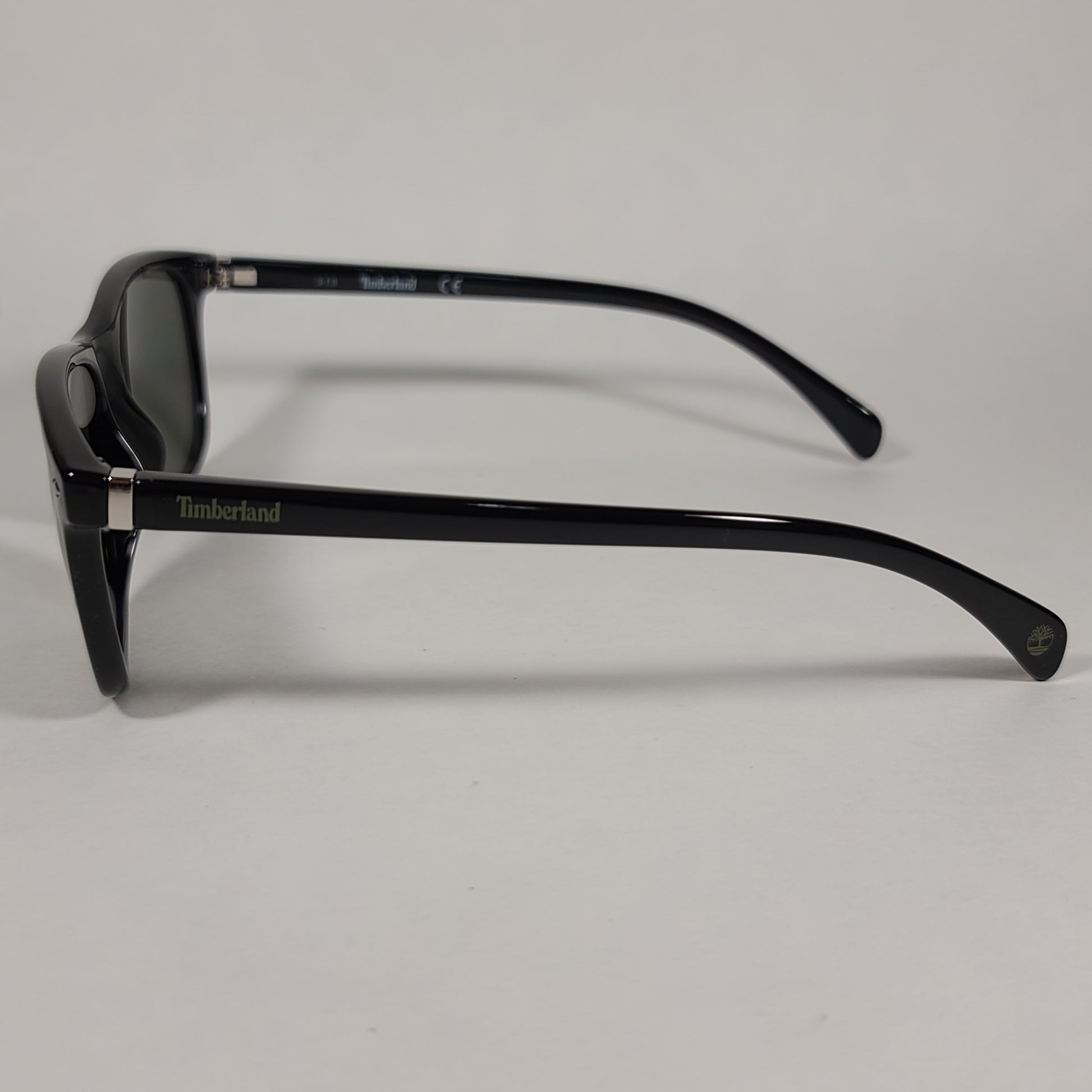 Timberland Square Sunglasses Shiny Black Frame Green Lens TB7140 01N - Sunglasses