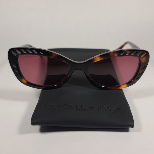 Kendall + Kylie Natalie Cat Eye Sunglasses Brown Tortoise Frame Dark Sherry Lens KK5024D 215 - Sunglasses