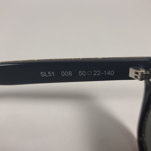 Saint Laurent Square Sunglasses Black Gold Glitter Frame Gray Lens SL5