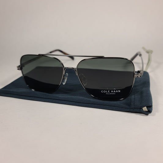 Cole Haan Polarized Navigator Sunglasses Gunmetal Tortoise Frame Gray Green Lens CH8002 033 GUNMETAL - Sunglasses
