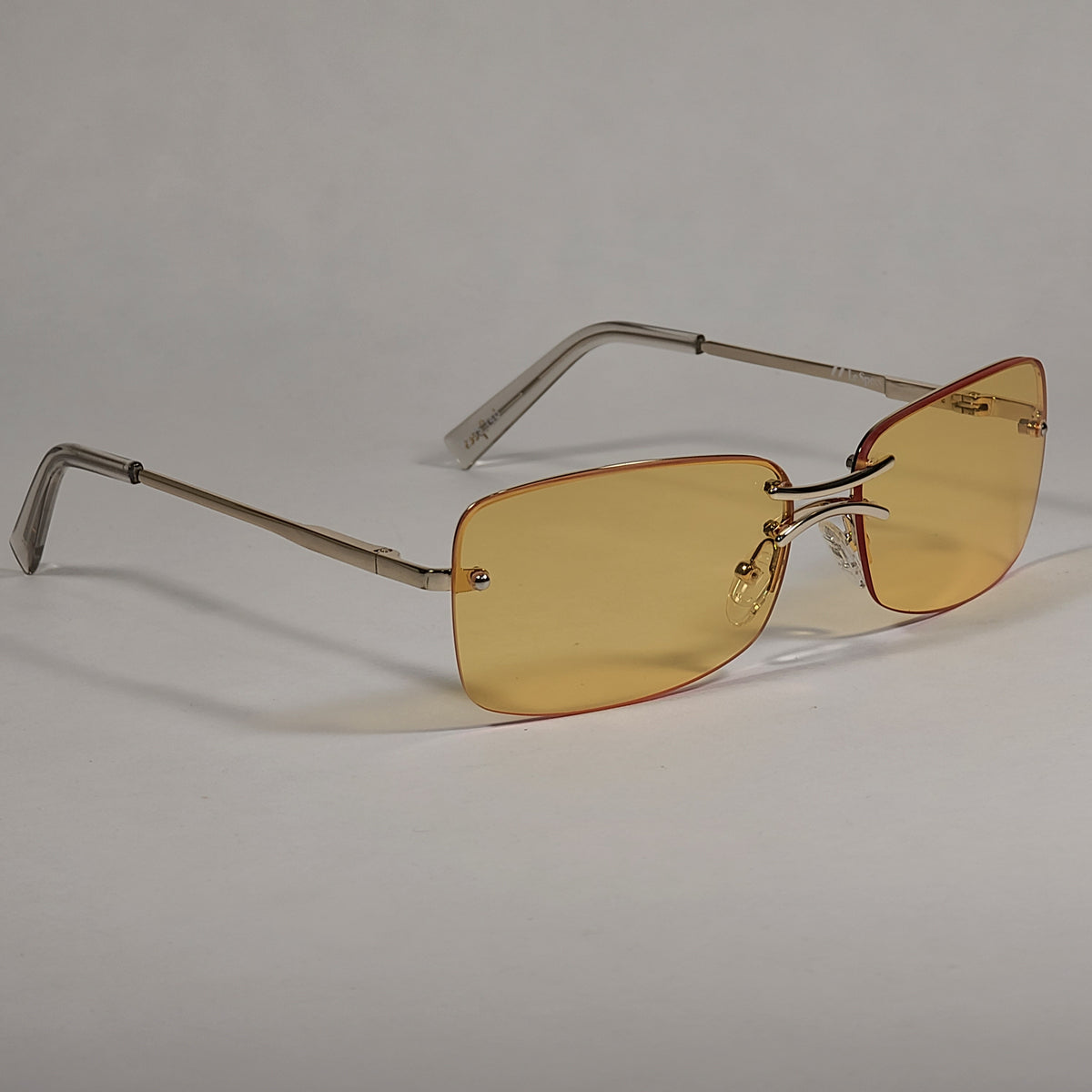 Le Specs That's Hot Rimless Rectangle Sunglasses Gold Tone Metal Frame