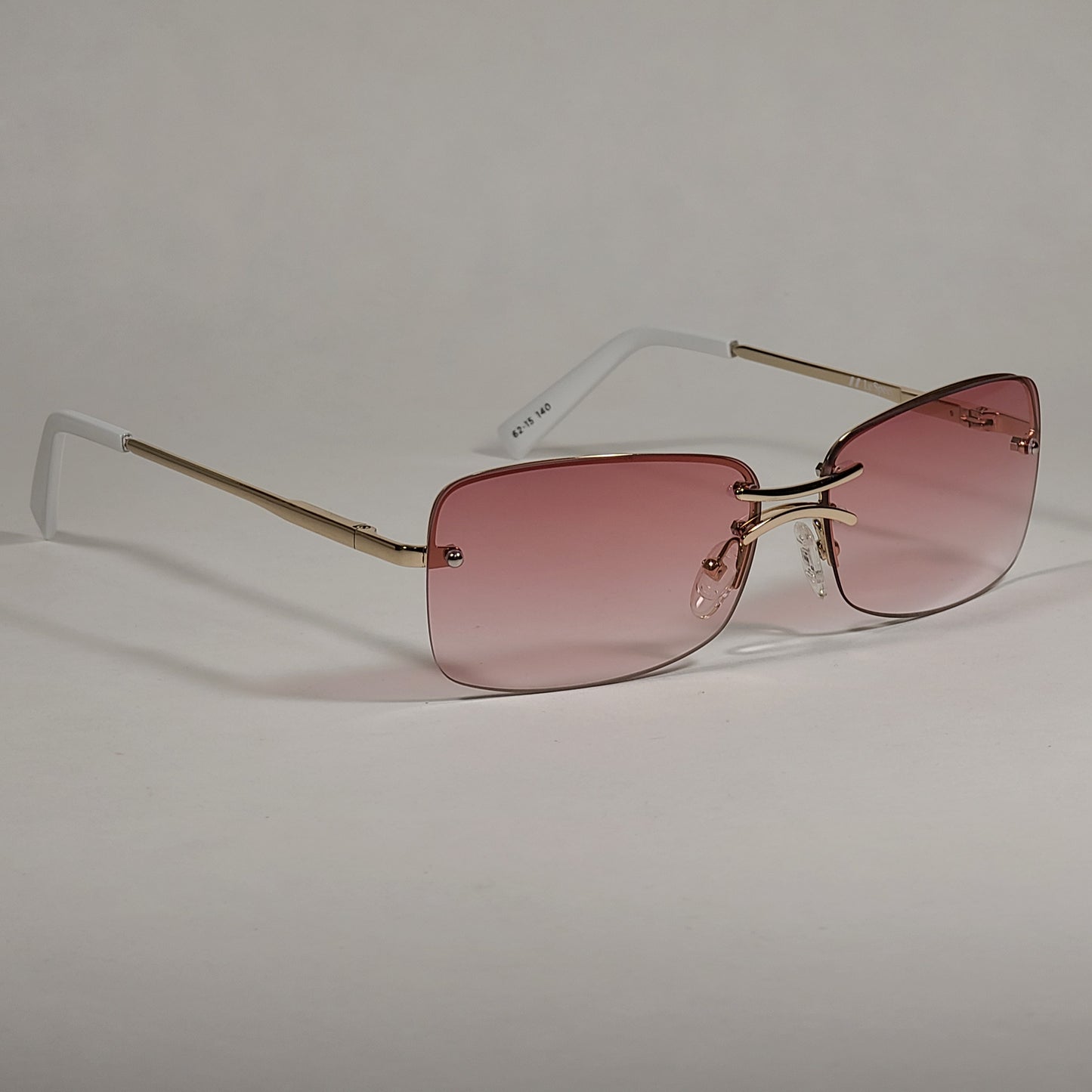 Le Specs That’s Hot Rimless Rectangle Bright Gold Frame Pink Gradient Lens LSP2002163 - Sunglasses