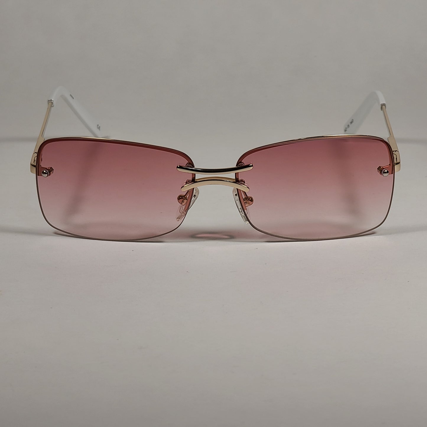Le Specs That’s Hot Rimless Rectangle Bright Gold Frame Pink Gradient Lens LSP2002163 - Sunglasses