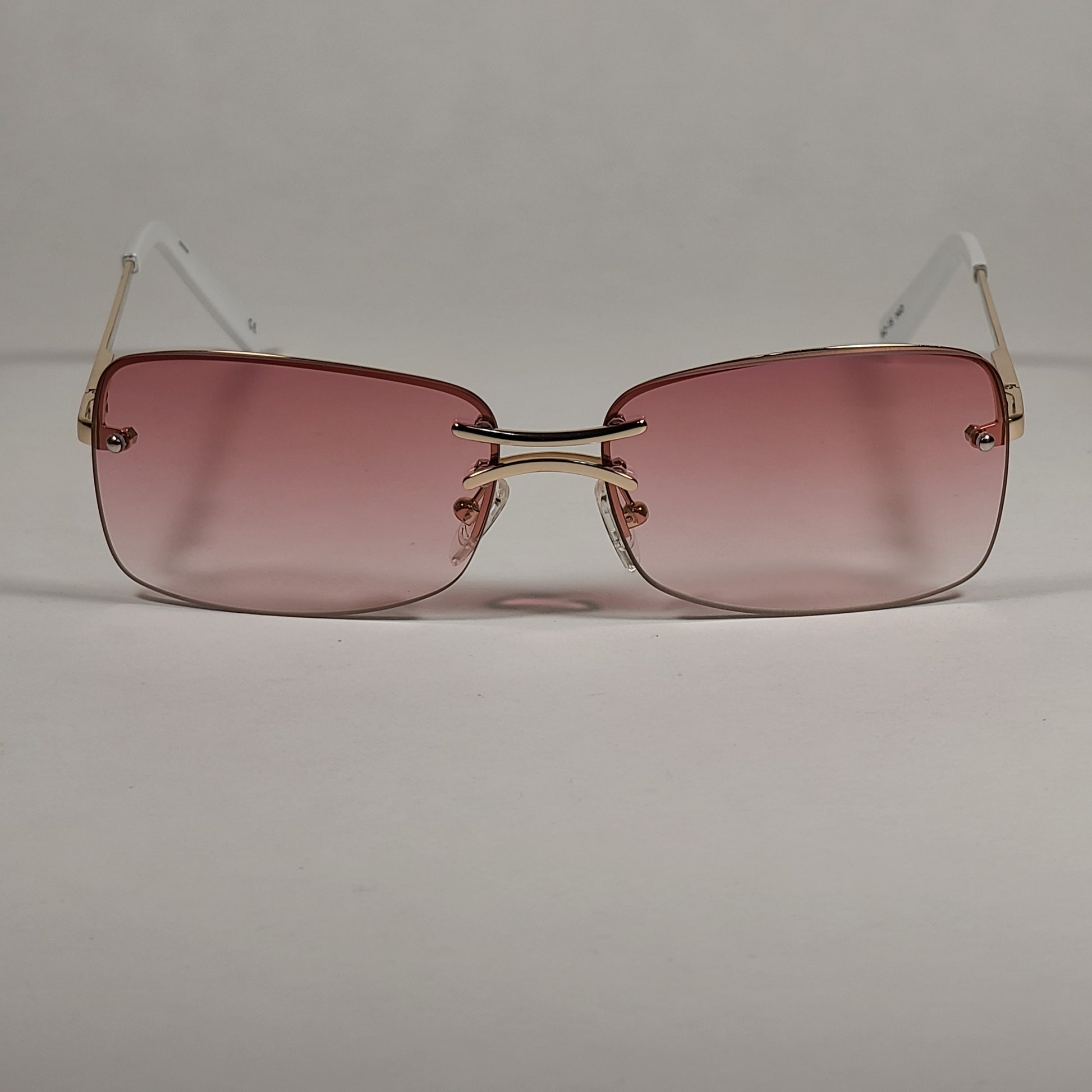 Le Specs That’s Hot Rimless Rectangle Bright Gold Frame Pink Gradient Lens LSP2002163 - Sunglasses