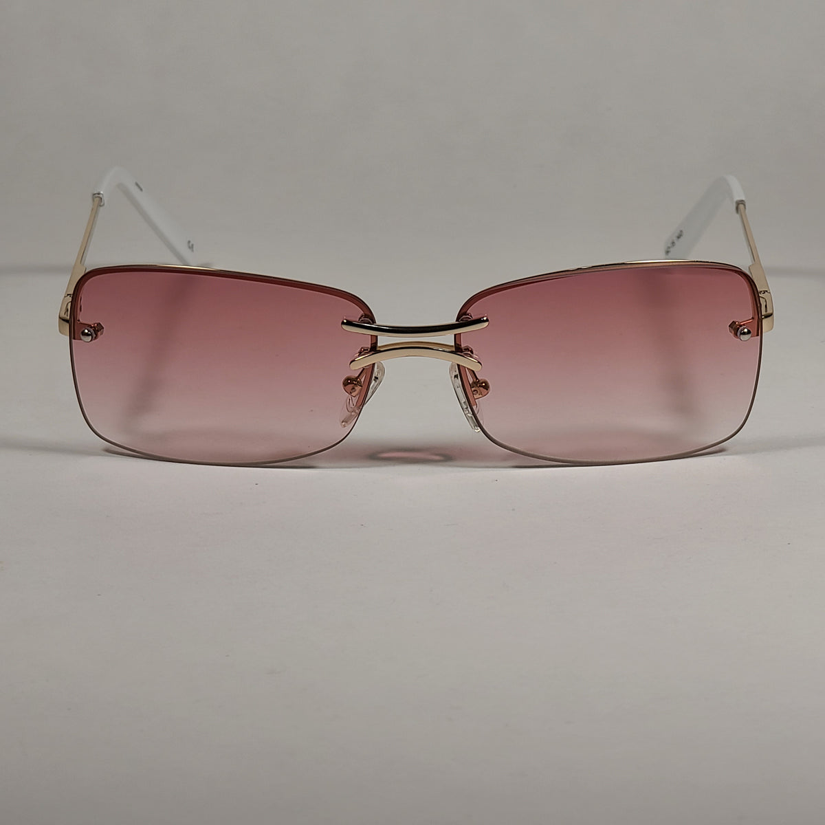 Le Specs That's Hot Rimless Rectangle Bright Gold Frame Pink Gradient