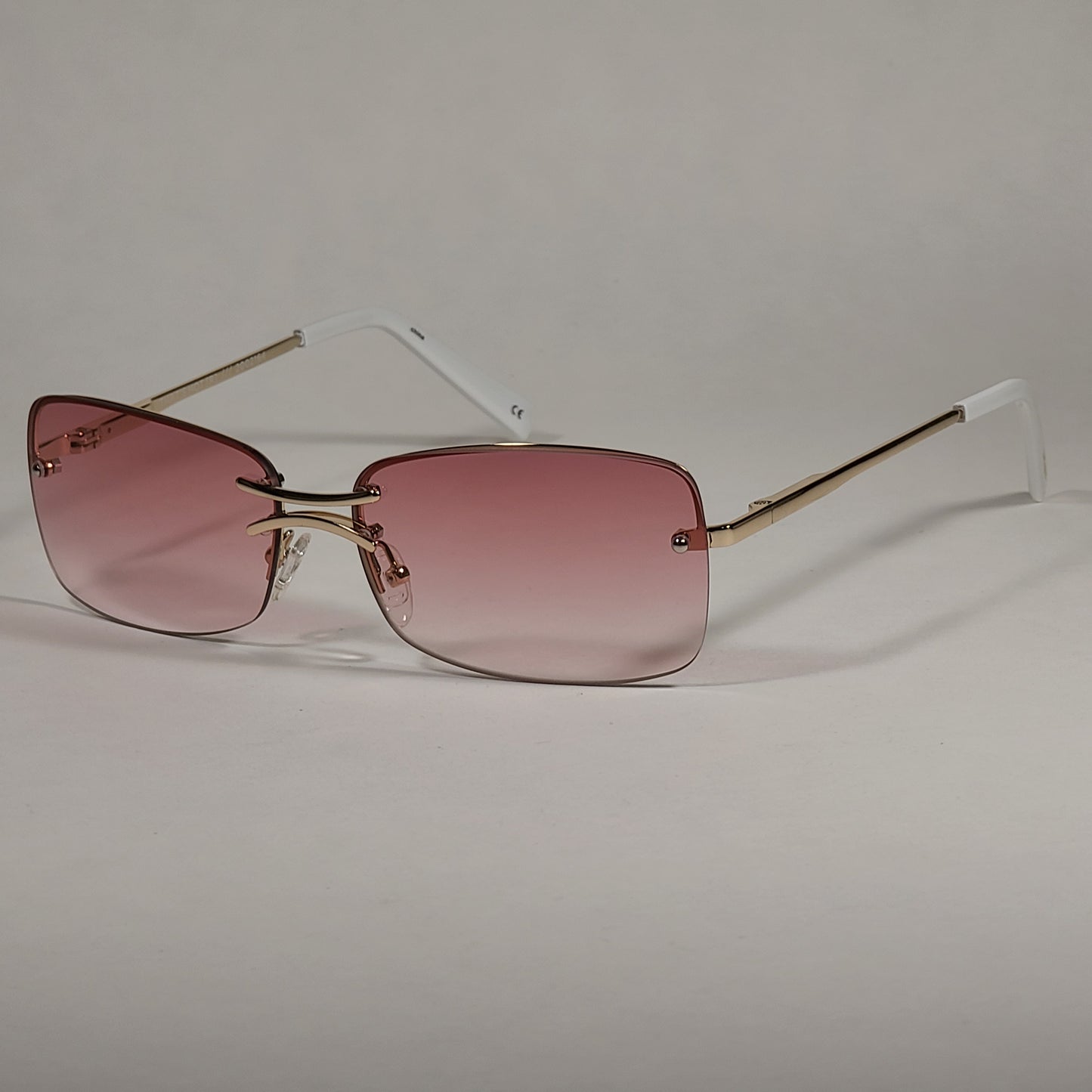 Le Specs That’s Hot Rimless Rectangle Bright Gold Frame Pink Gradient Lens LSP2002163 - Sunglasses