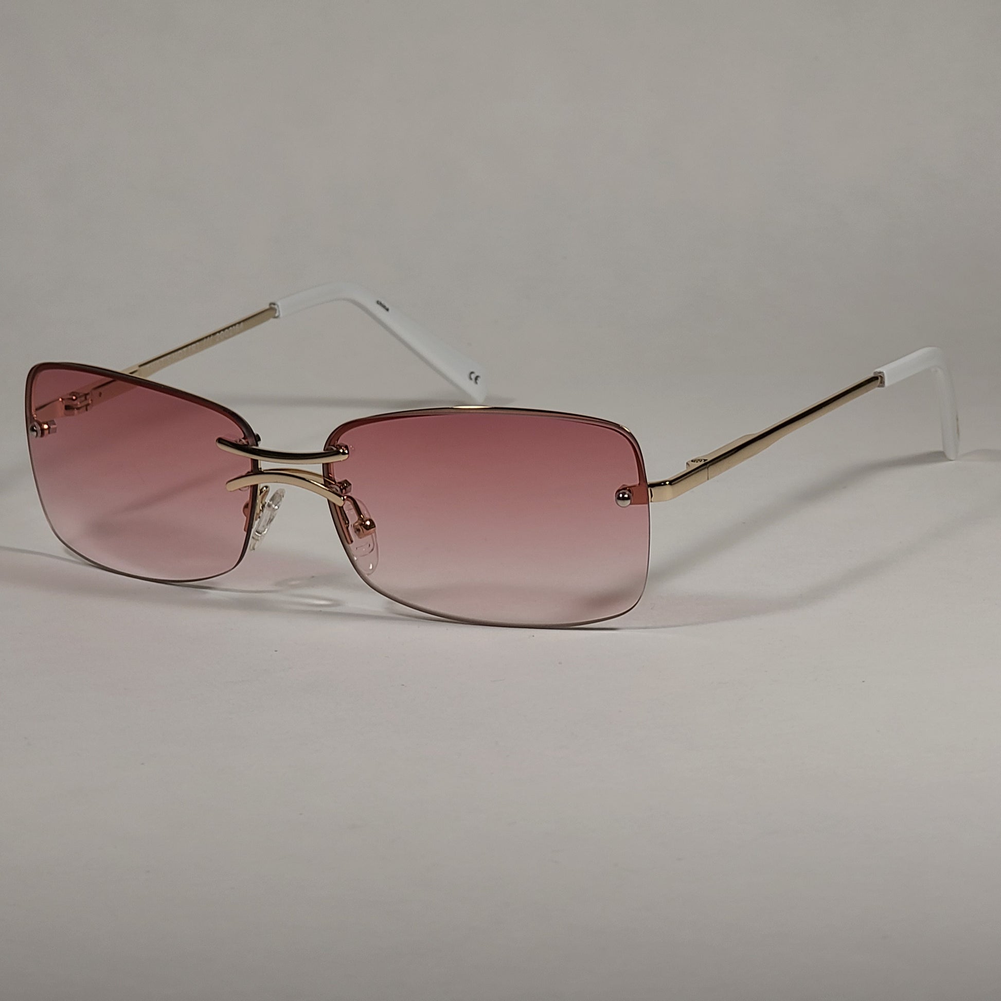 Le Specs That’s Hot Rimless Rectangle Bright Gold Frame Pink Gradient Lens LSP2002163 - Sunglasses