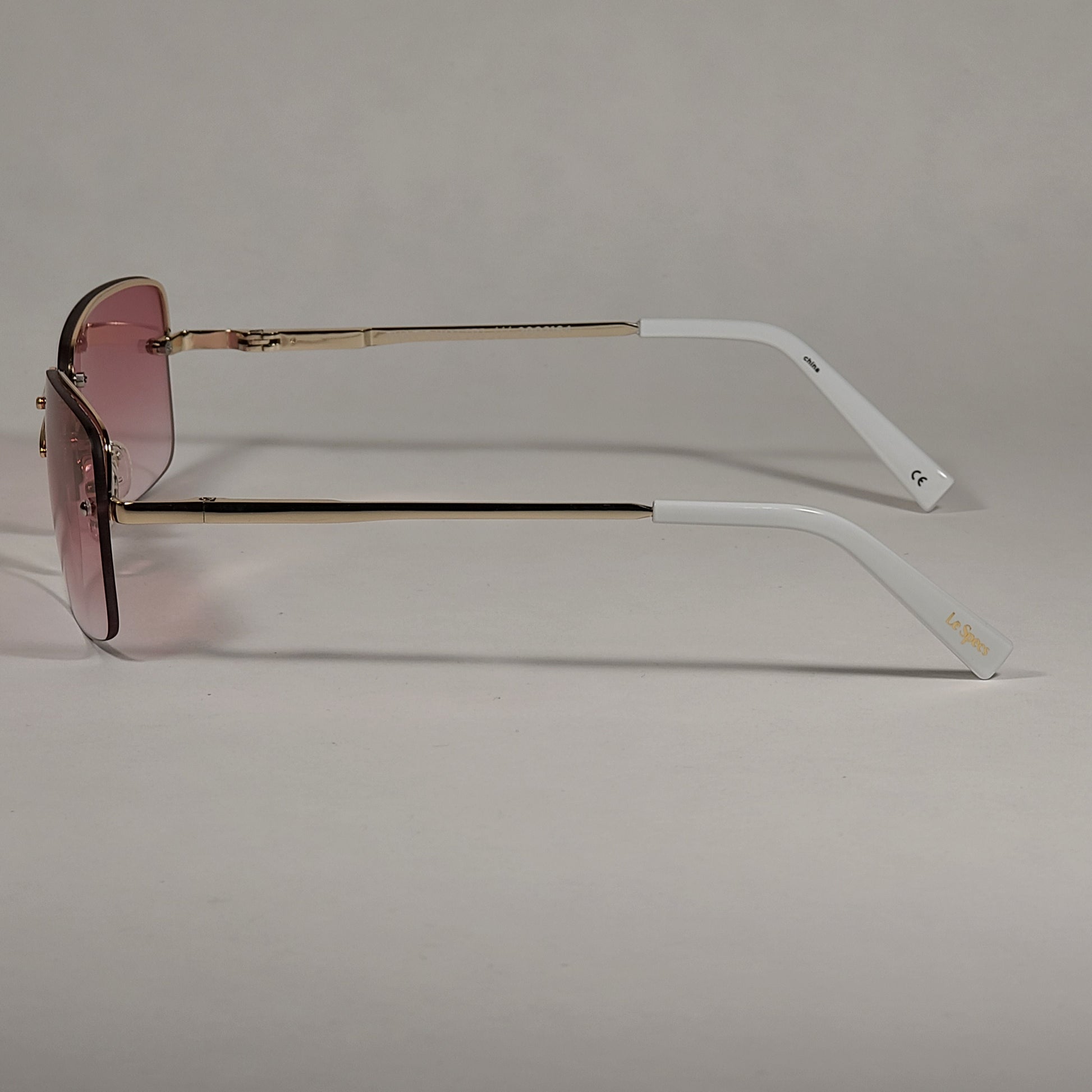 Le Specs That’s Hot Rimless Rectangle Bright Gold Frame Pink Gradient Lens LSP2002163 - Sunglasses