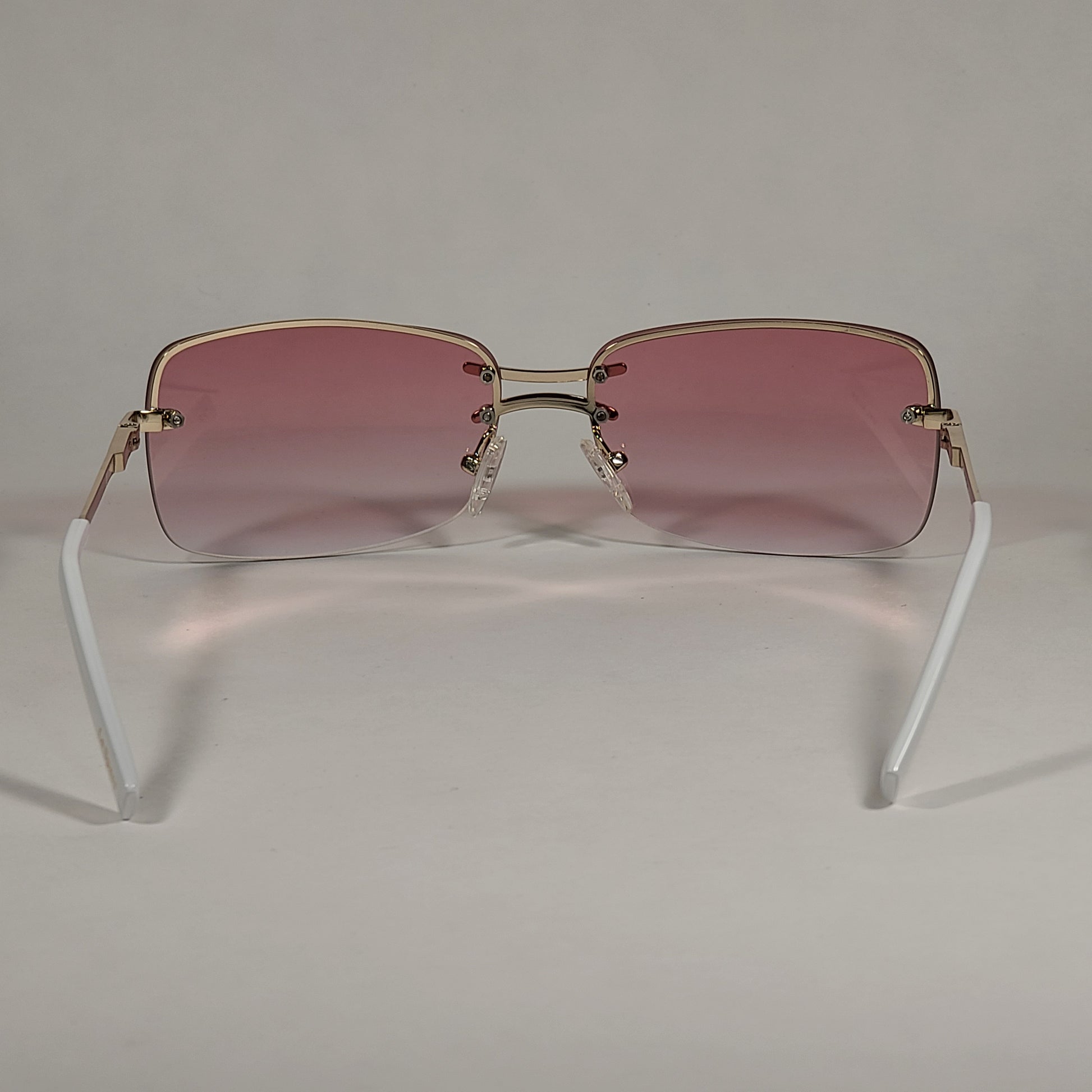 Le Specs That’s Hot Rimless Rectangle Bright Gold Frame Pink Gradient Lens LSP2002163 - Sunglasses