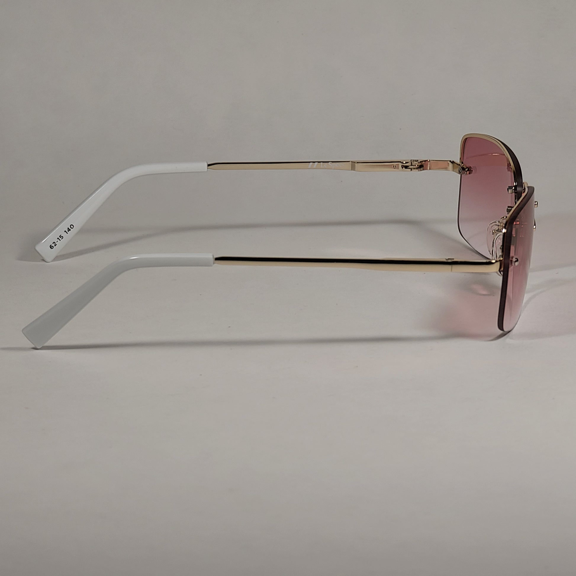 Le Specs That’s Hot Rimless Rectangle Bright Gold Frame Pink Gradient Lens LSP2002163 - Sunglasses