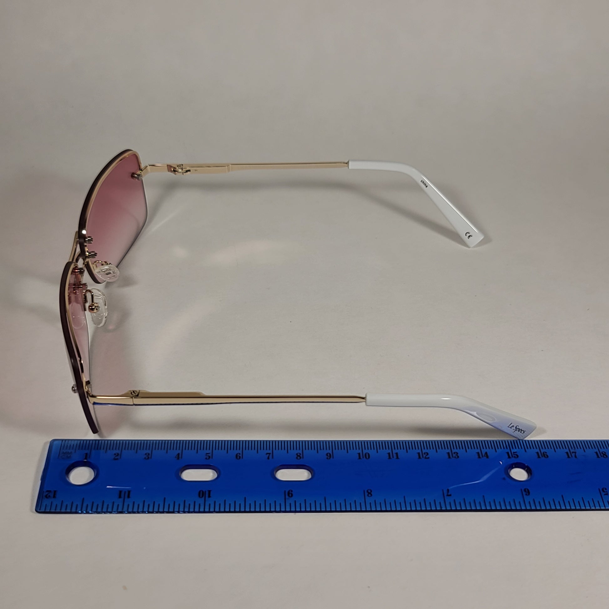 Le Specs That’s Hot Rimless Rectangle Bright Gold Frame Pink Gradient Lens LSP2002163 - Sunglasses
