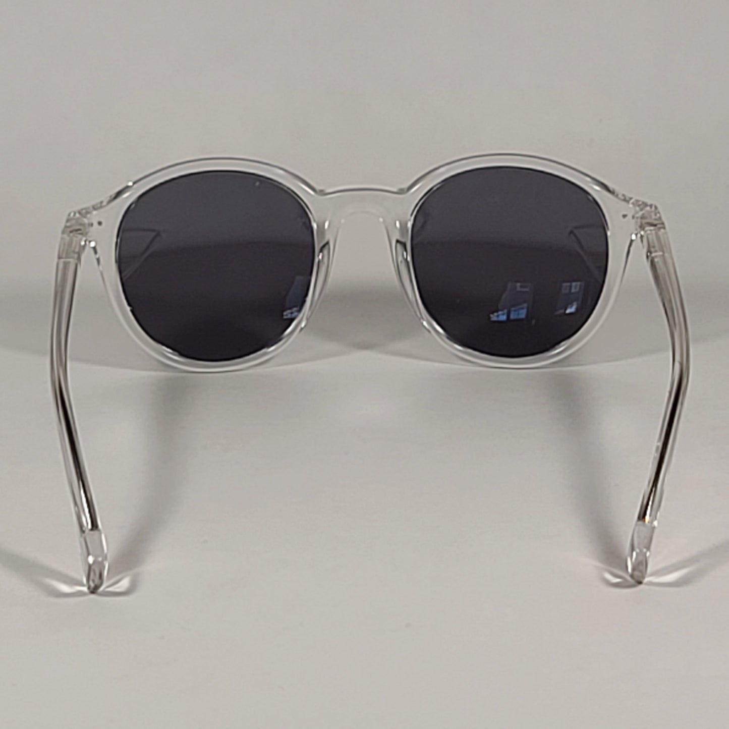 Cole Haan Round Polarized Sunglasses Crystal Clear Frame Blue Flash Mirror Lens CH9003 971 CRYSTAL/BLUE FLASH - Sunglasses