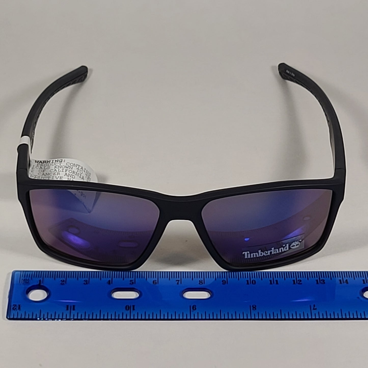 Timberland Rectangular Sunglasses Matte Black Plastic Frame Blue Violet Lens TB7218 91X - Sunglasses