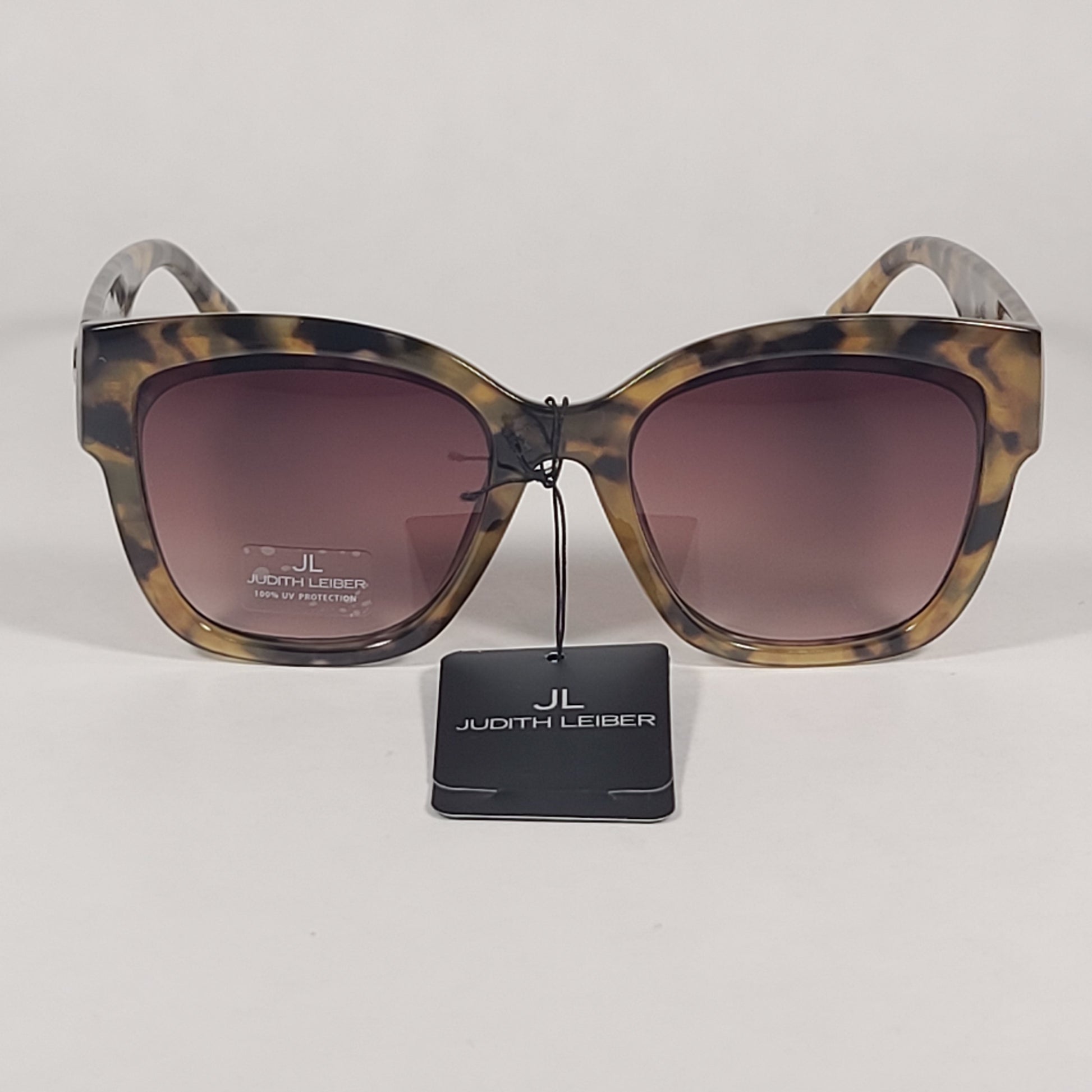 JL By Judith Leiber Foxy Square Sunglasses Milk Tortoise Frame Brown Gradient Lens - Sunglasses