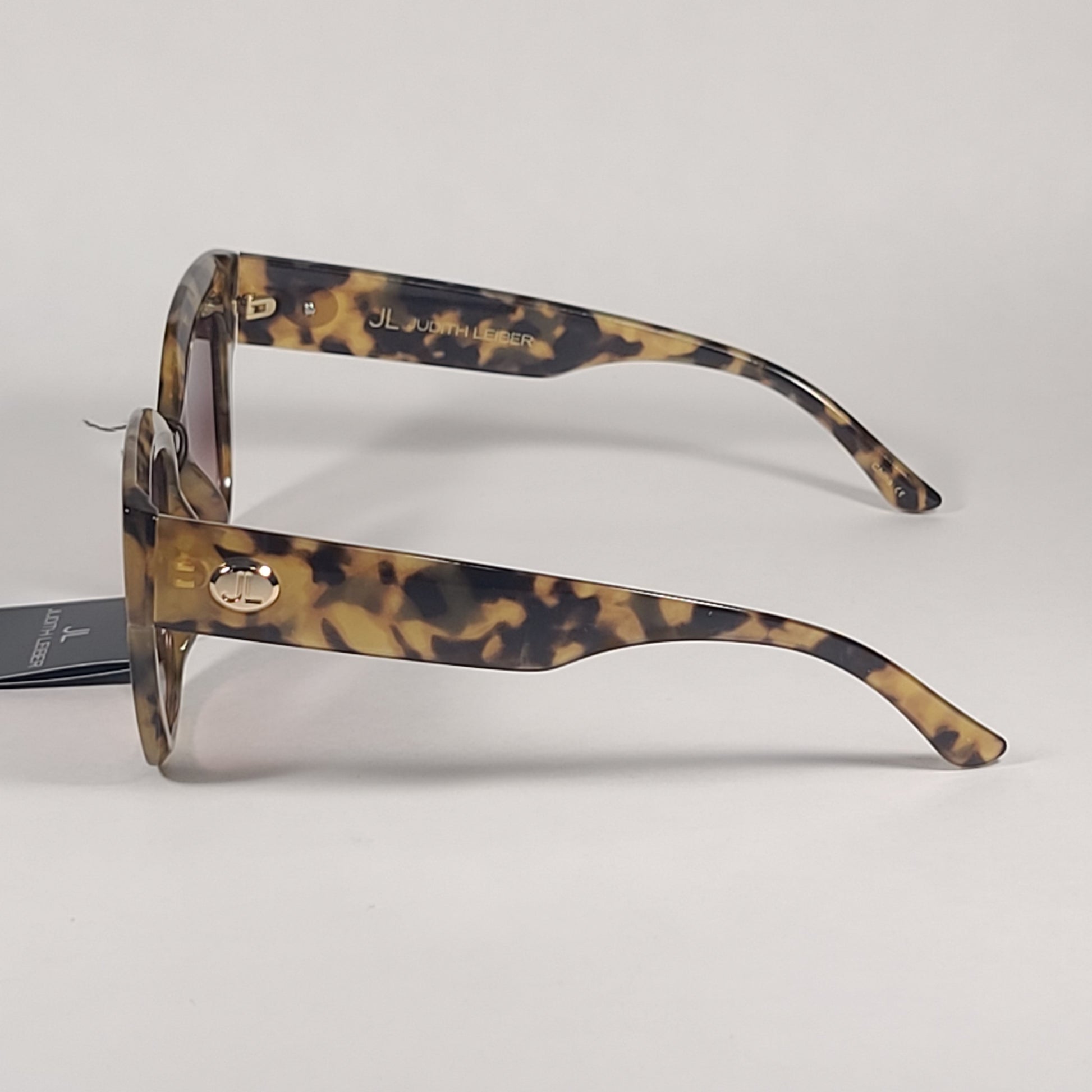 JL By Judith Leiber Foxy Square Sunglasses Milk Tortoise Frame Brown Gradient Lens - Sunglasses
