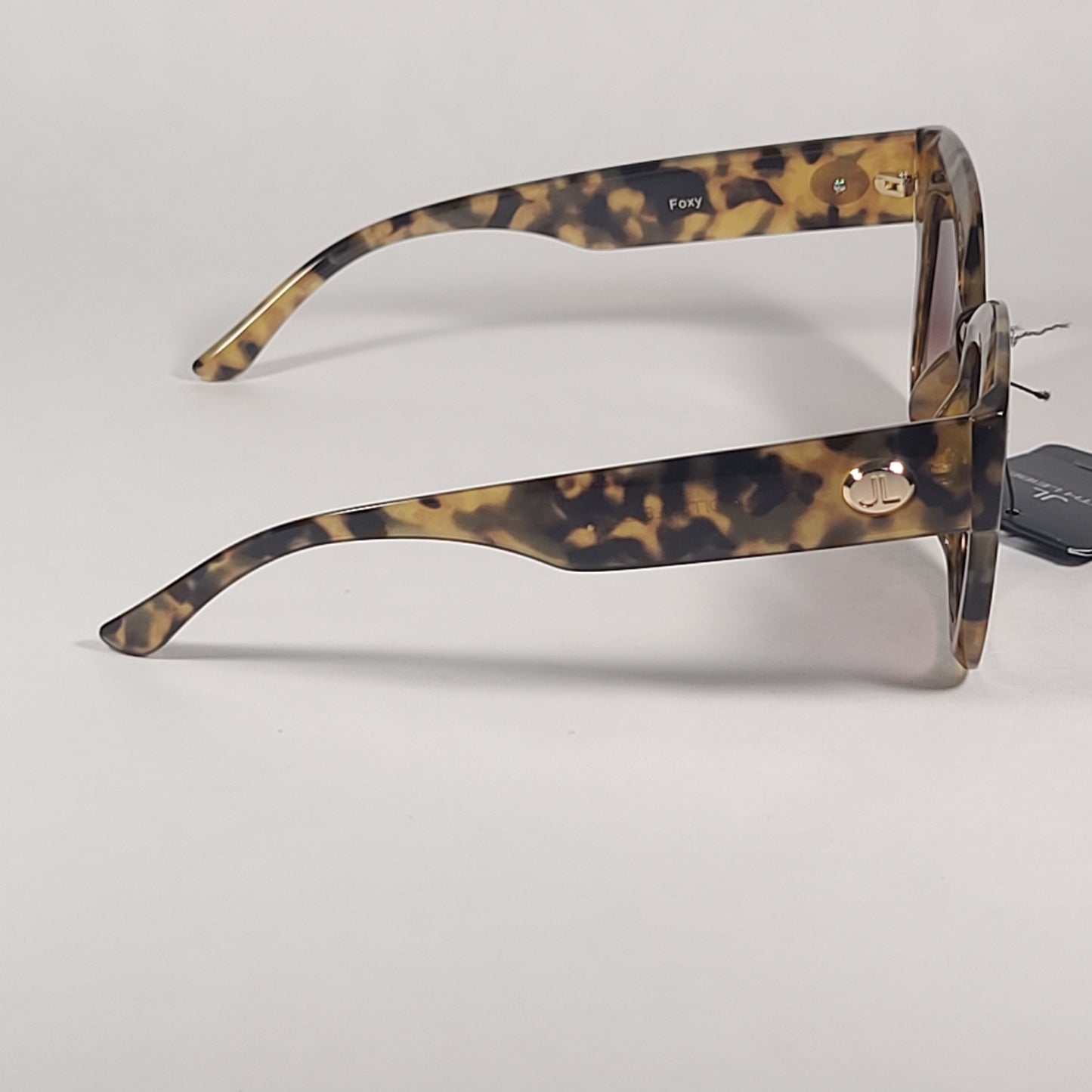 JL By Judith Leiber Foxy Square Sunglasses Milk Tortoise Frame Brown Gradient Lens - Sunglasses