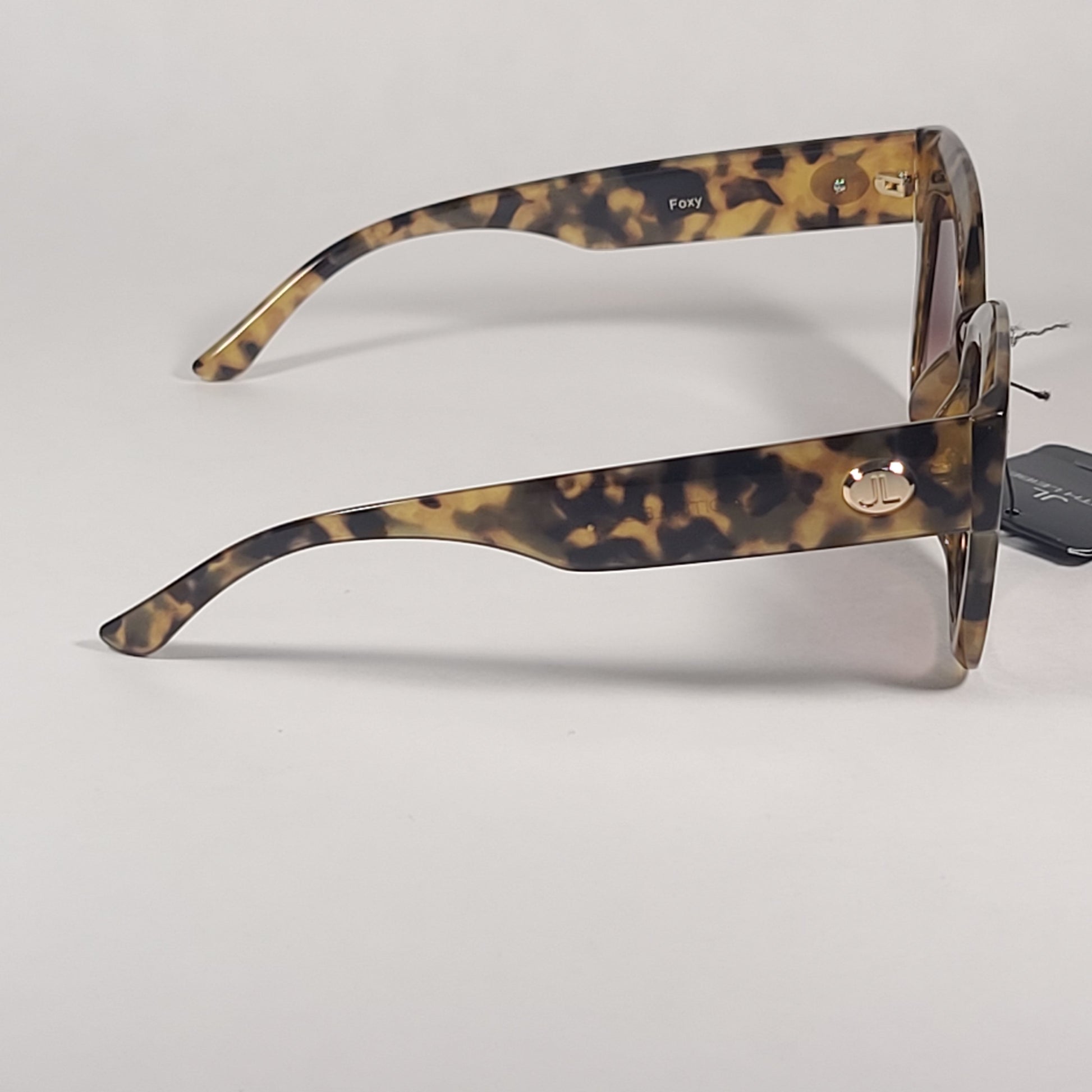JL By Judith Leiber Foxy Square Sunglasses Milk Tortoise Frame Brown Gradient Lens - Sunglasses